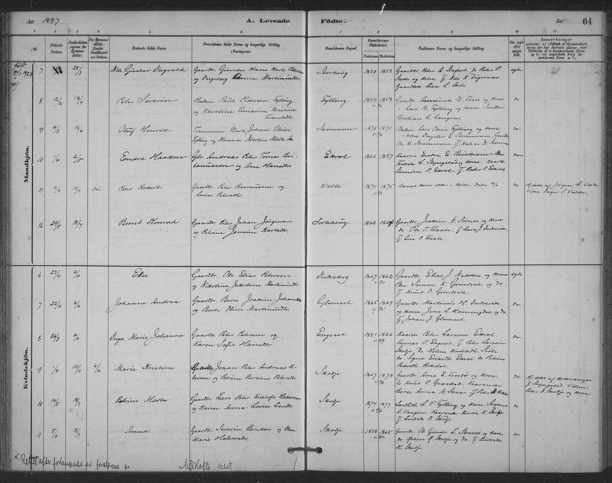 Ministerialprotokoller, klokkerbøker og fødselsregistre - Møre og Romsdal, AV/SAT-A-1454/524/L0356: Ministerialbok nr. 524A08, 1880-1899, s. 64