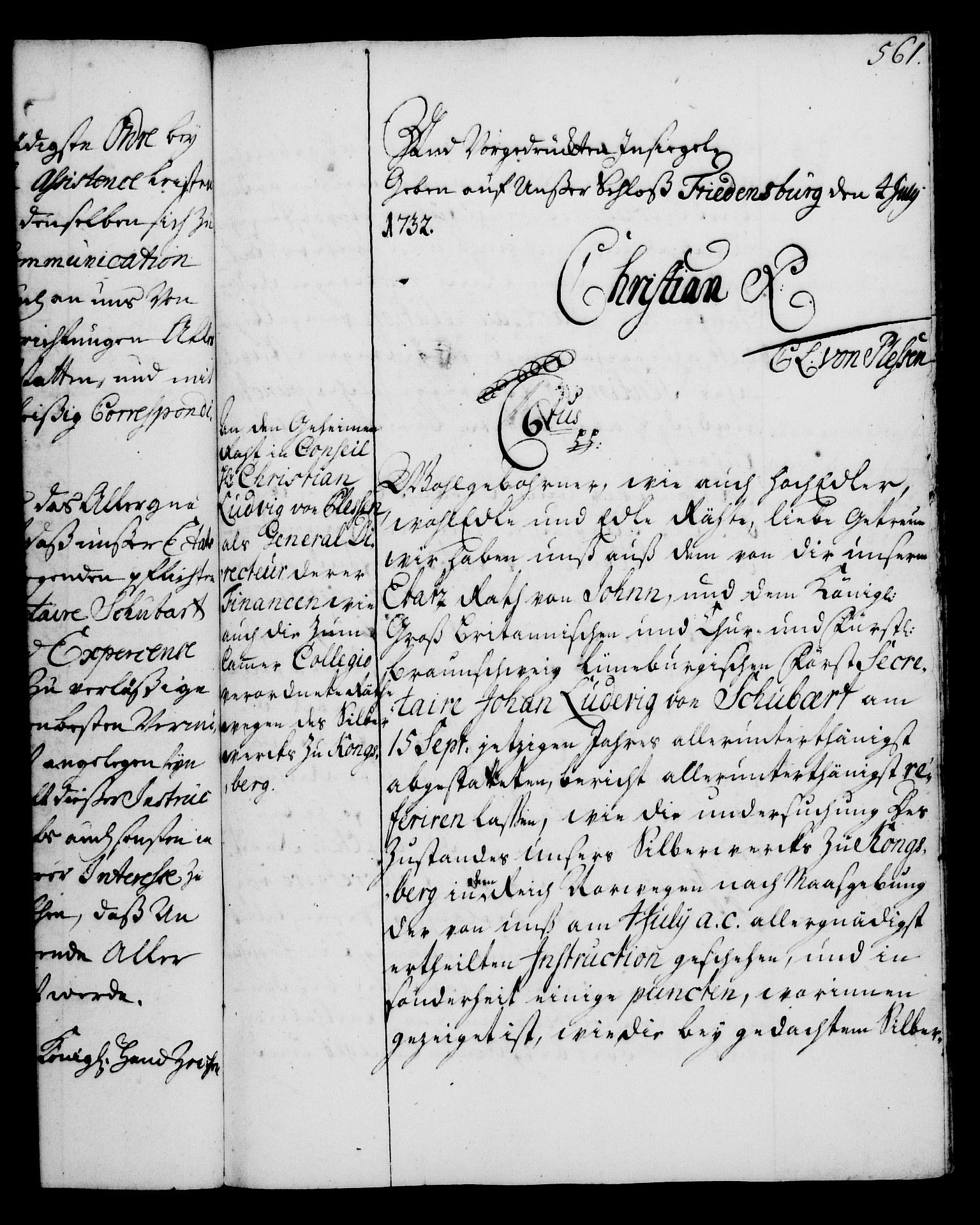 Rentekammeret, Kammerkanselliet, RA/EA-3111/G/Gg/Gga/L0003: Norsk ekspedisjonsprotokoll med register (merket RK 53.3), 1727-1734, s. 561