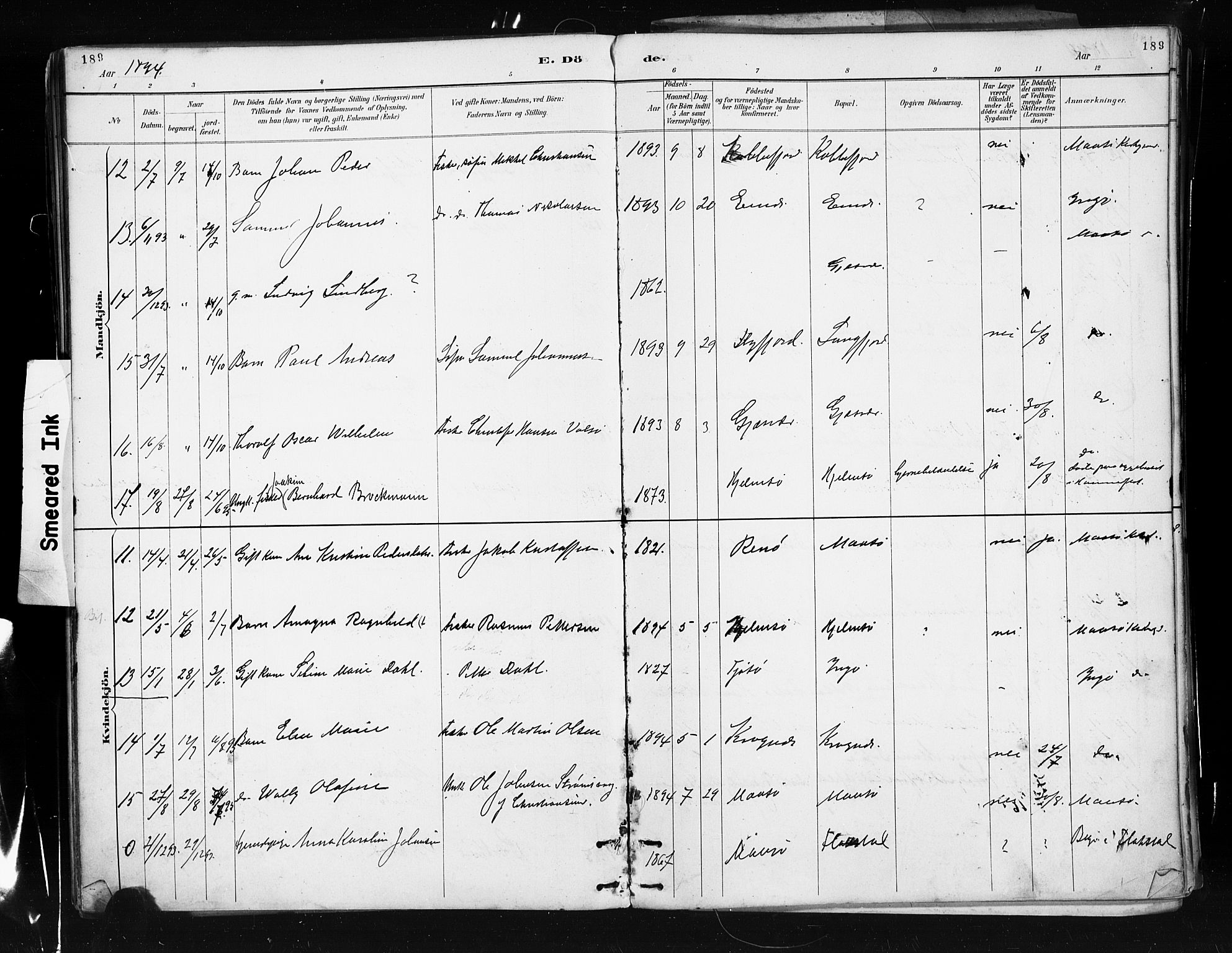 Måsøy sokneprestkontor, AV/SATØ-S-1348/H/Ha/L0005kirke: Ministerialbok nr. 5, 1892-1902, s. 189