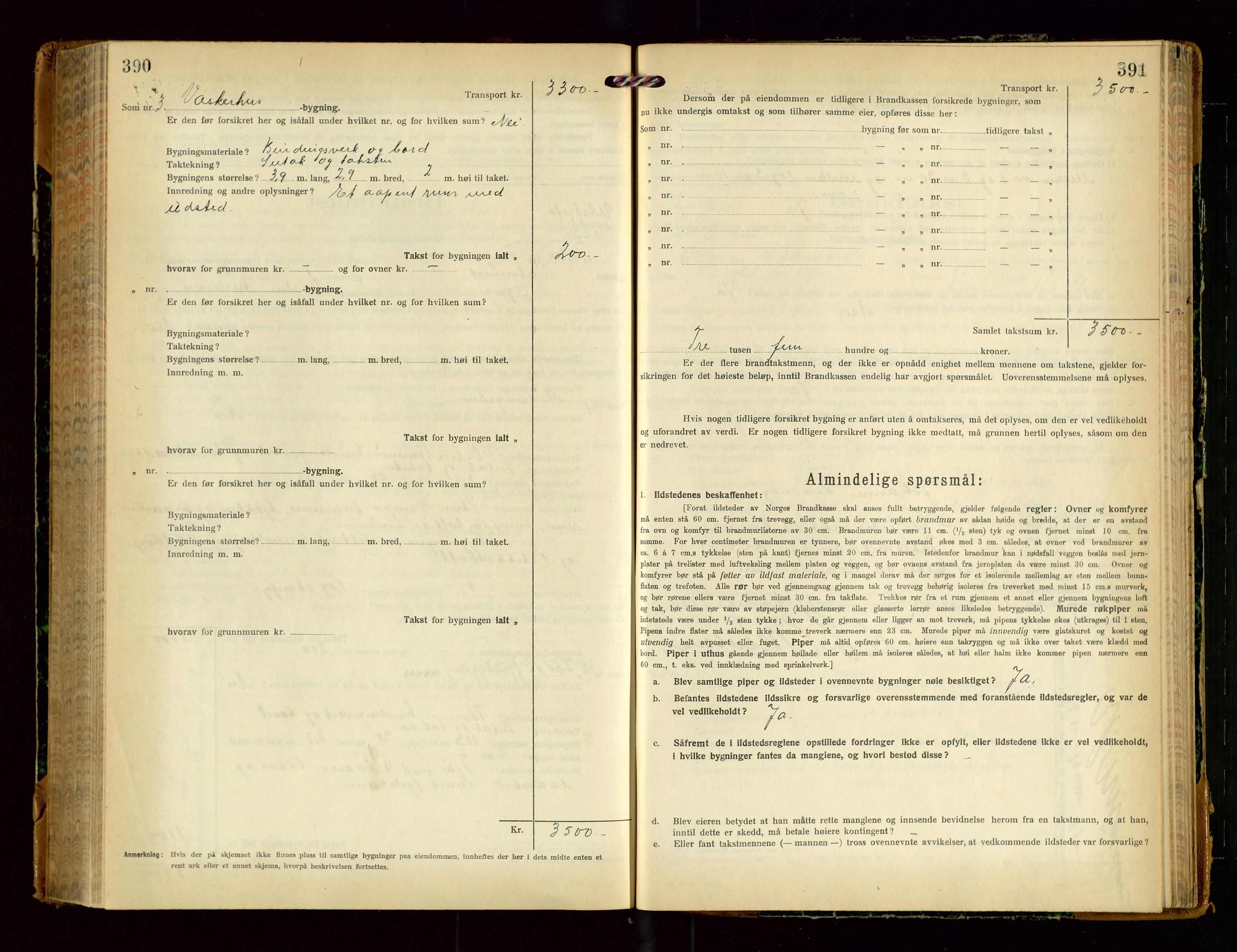 Eigersund lensmannskontor, SAST/A-100171/Gob/L0004: "Branntakstprotokoll", 1921-1925, s. 390-391