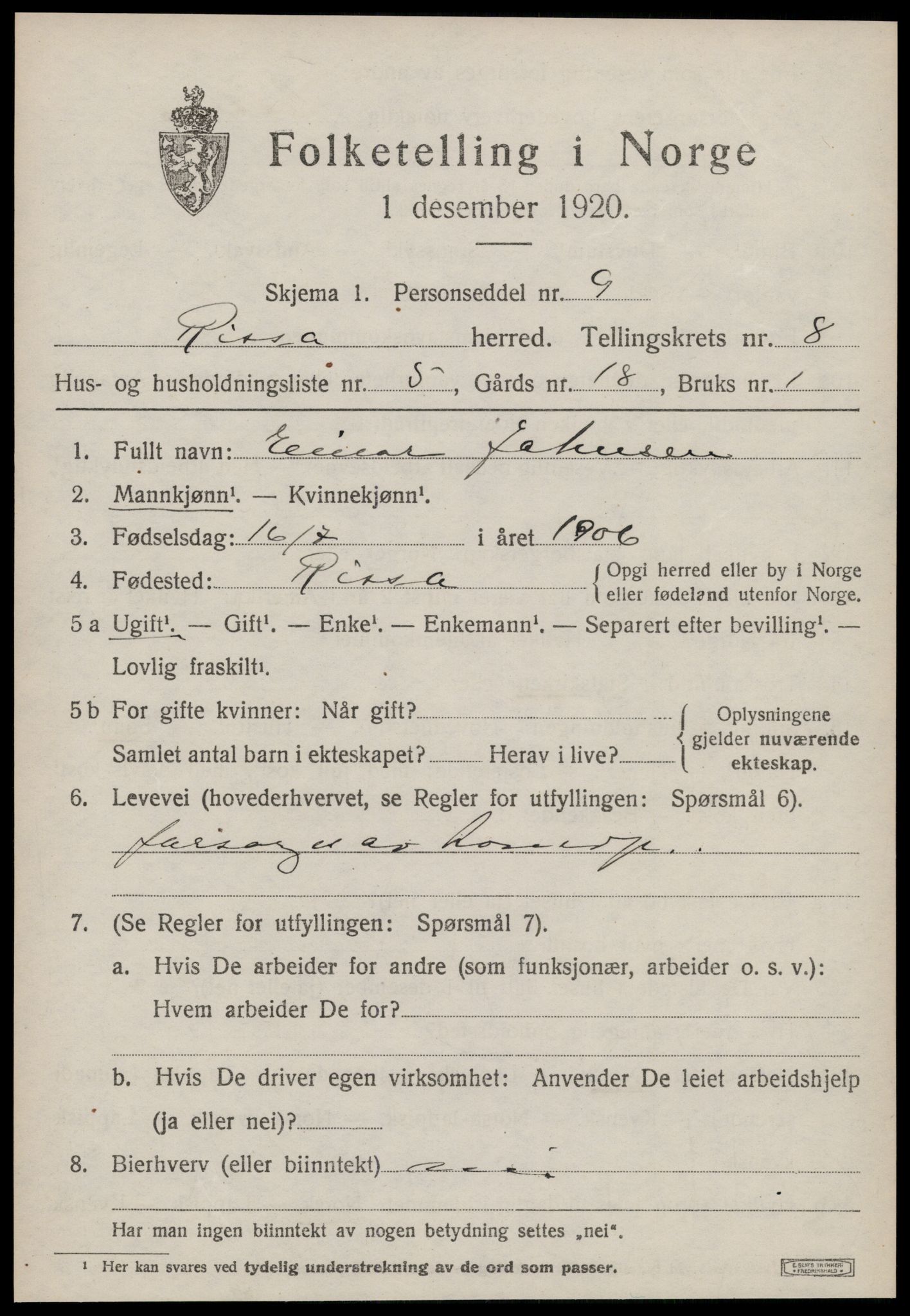 SAT, Folketelling 1920 for 1624 Rissa herred, 1920, s. 5527