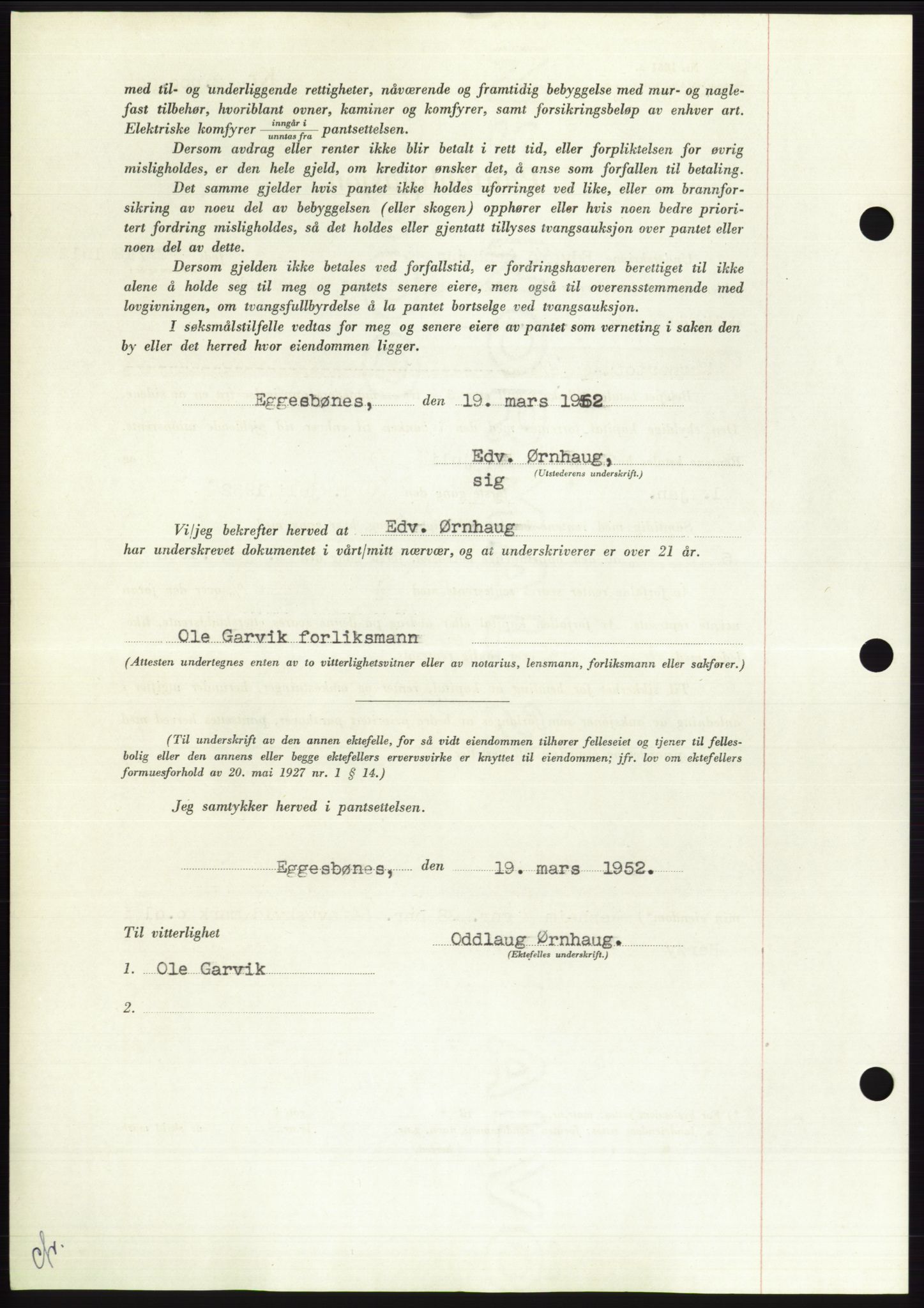 Søre Sunnmøre sorenskriveri, AV/SAT-A-4122/1/2/2C/L0121: Pantebok nr. 9B, 1951-1952, Dagboknr: 621/1952