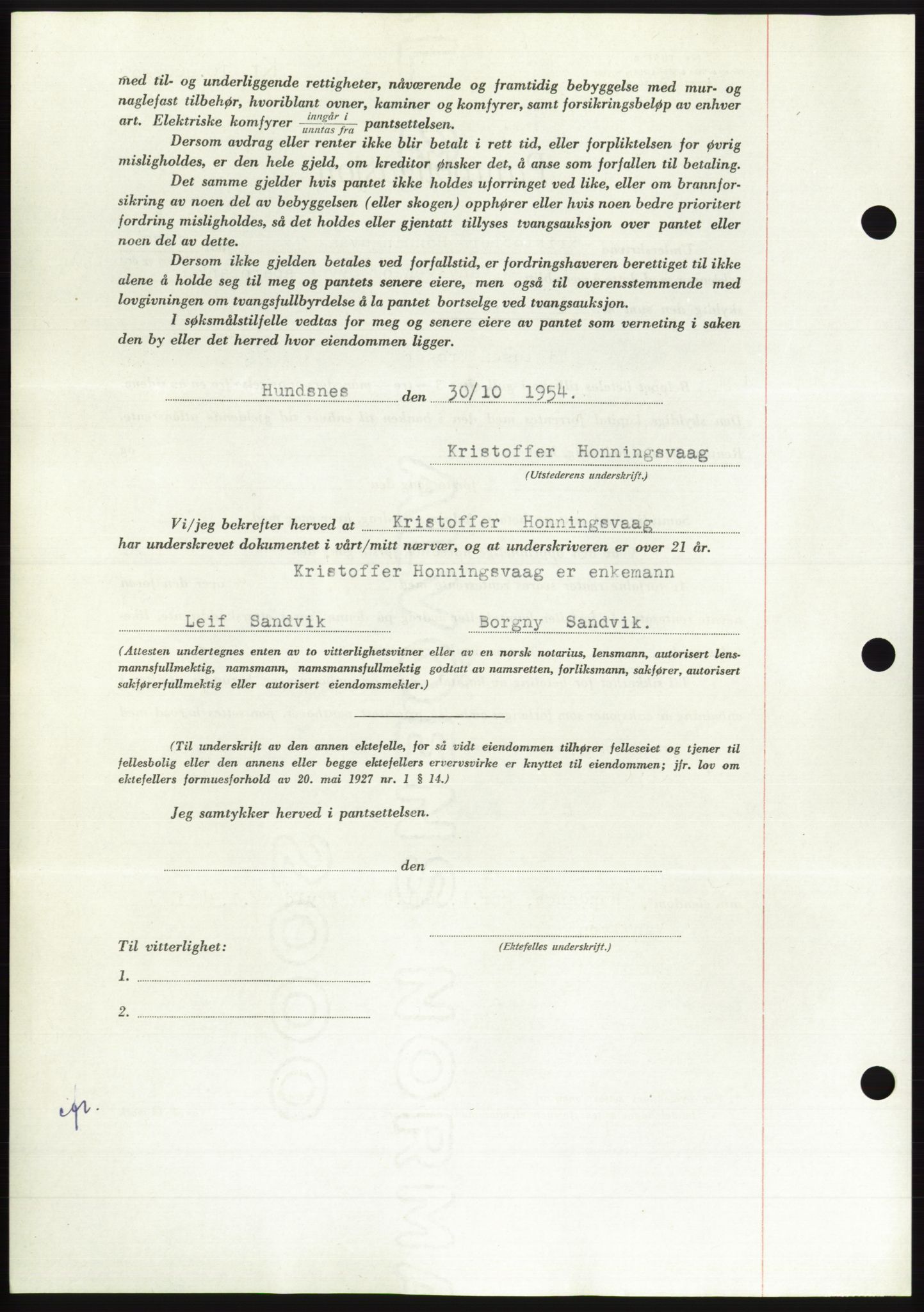 Søre Sunnmøre sorenskriveri, AV/SAT-A-4122/1/2/2C/L0126: Pantebok nr. 14B, 1954-1955, Dagboknr: 2929/1954