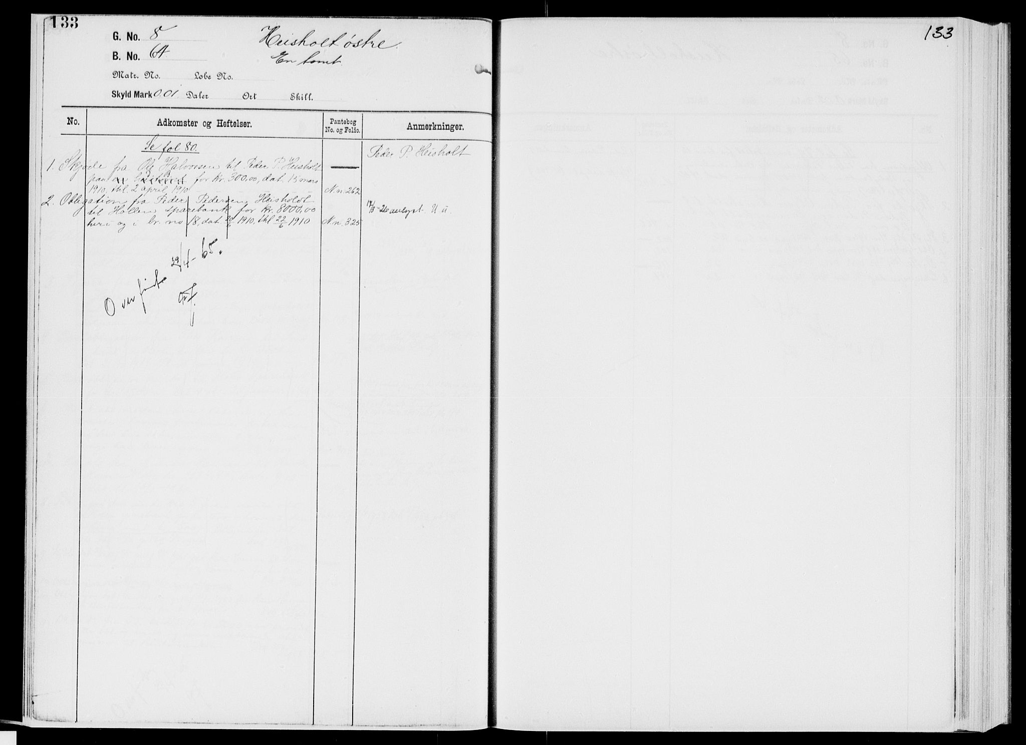 Nedre Telemark sorenskriveri, AV/SAKO-A-135/G/Gb/Gbg/L0001: Panteregister nr. VII 1, s. 133