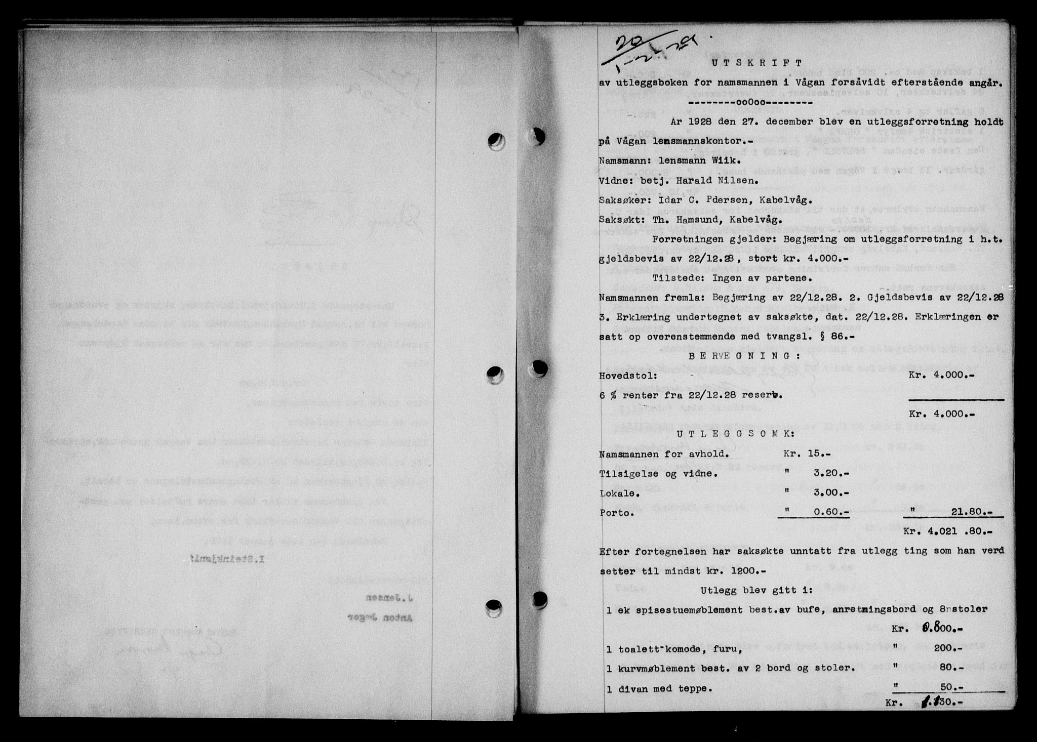 Lofoten sorenskriveri, SAT/A-0017/1/2/2C/L0019b: Pantebok nr. 19b, 1929-1929, Tingl.dato: 01.02.1929