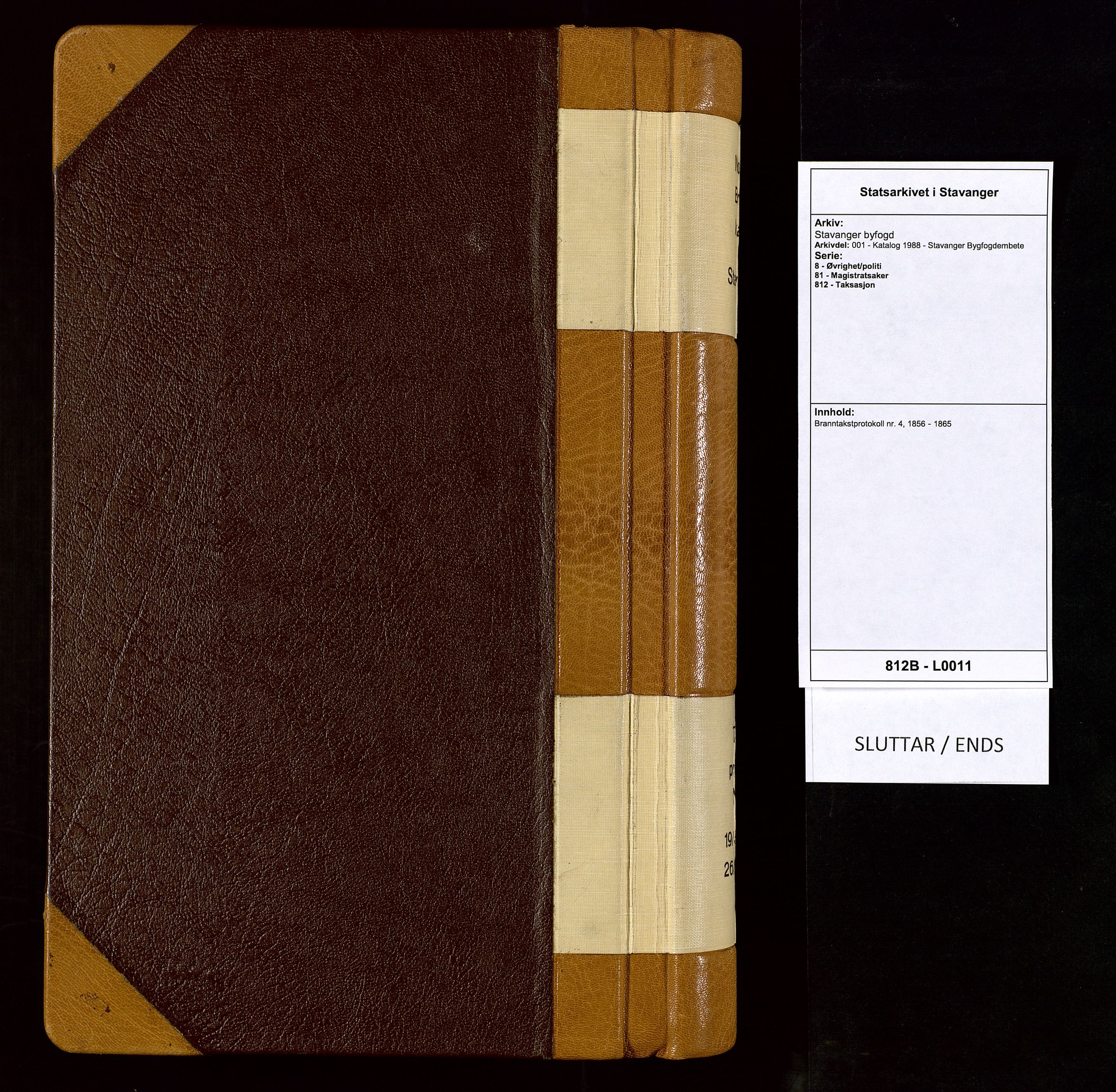 Stavanger byfogd, AV/SAST-A-101408/001/8/81/812/812B/L0011: Branntakstprotokoll nr. 4, 1856-1865