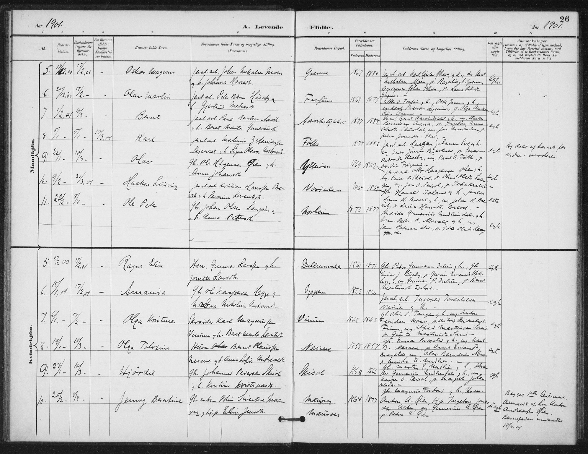 Ministerialprotokoller, klokkerbøker og fødselsregistre - Nord-Trøndelag, AV/SAT-A-1458/714/L0131: Ministerialbok nr. 714A02, 1896-1918, s. 26