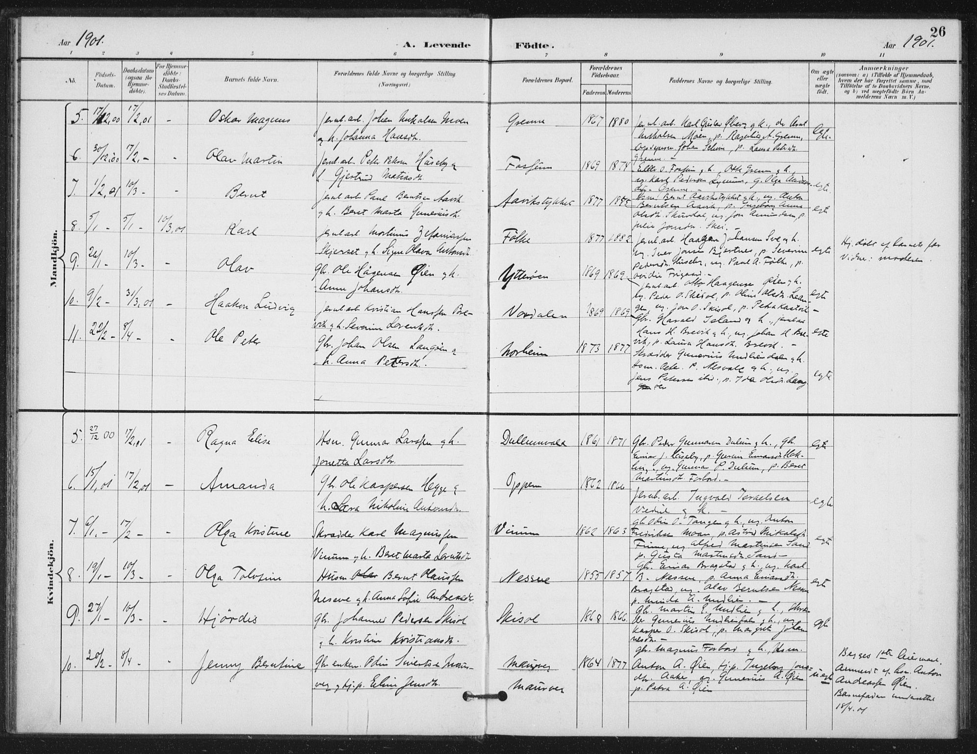 Ministerialprotokoller, klokkerbøker og fødselsregistre - Nord-Trøndelag, SAT/A-1458/714/L0131: Ministerialbok nr. 714A02, 1896-1918, s. 26