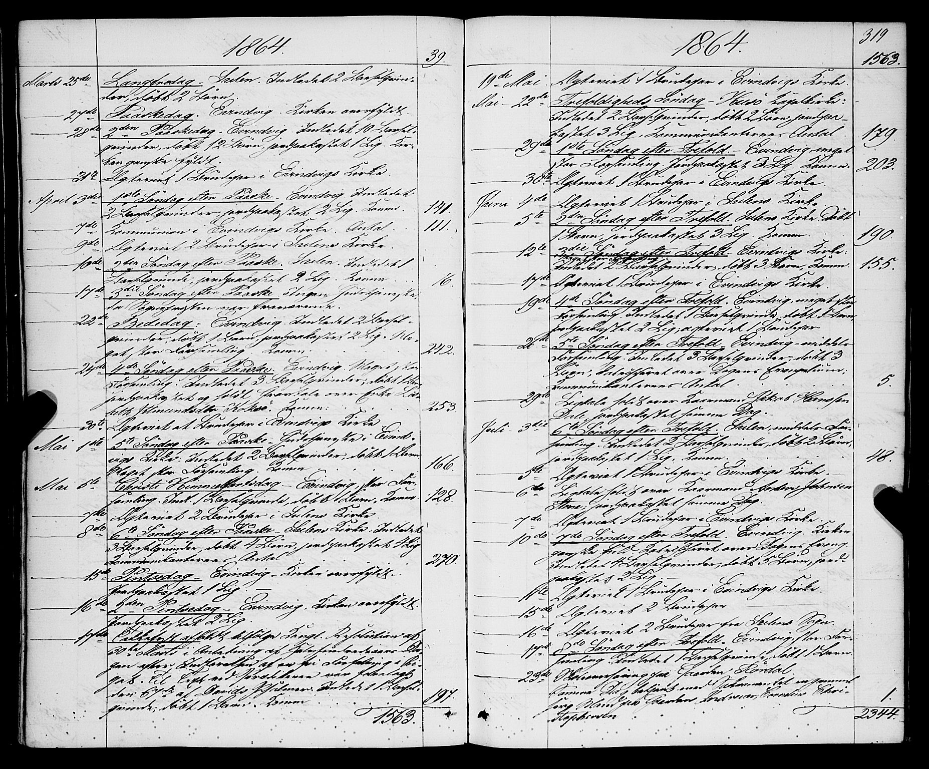 Gulen sokneprestembete, AV/SAB-A-80201/H/Haa/Haaa/L0022: Ministerialbok nr. A 22, 1859-1869, s. 319