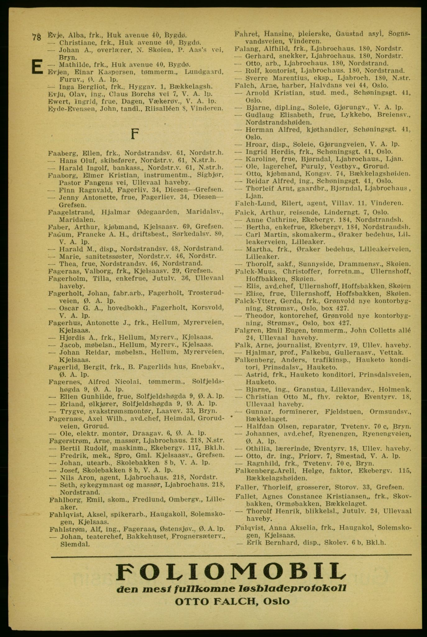 Aker adressebok/adressekalender, PUBL/001/A/004: Aker adressebok, 1929, s. 78