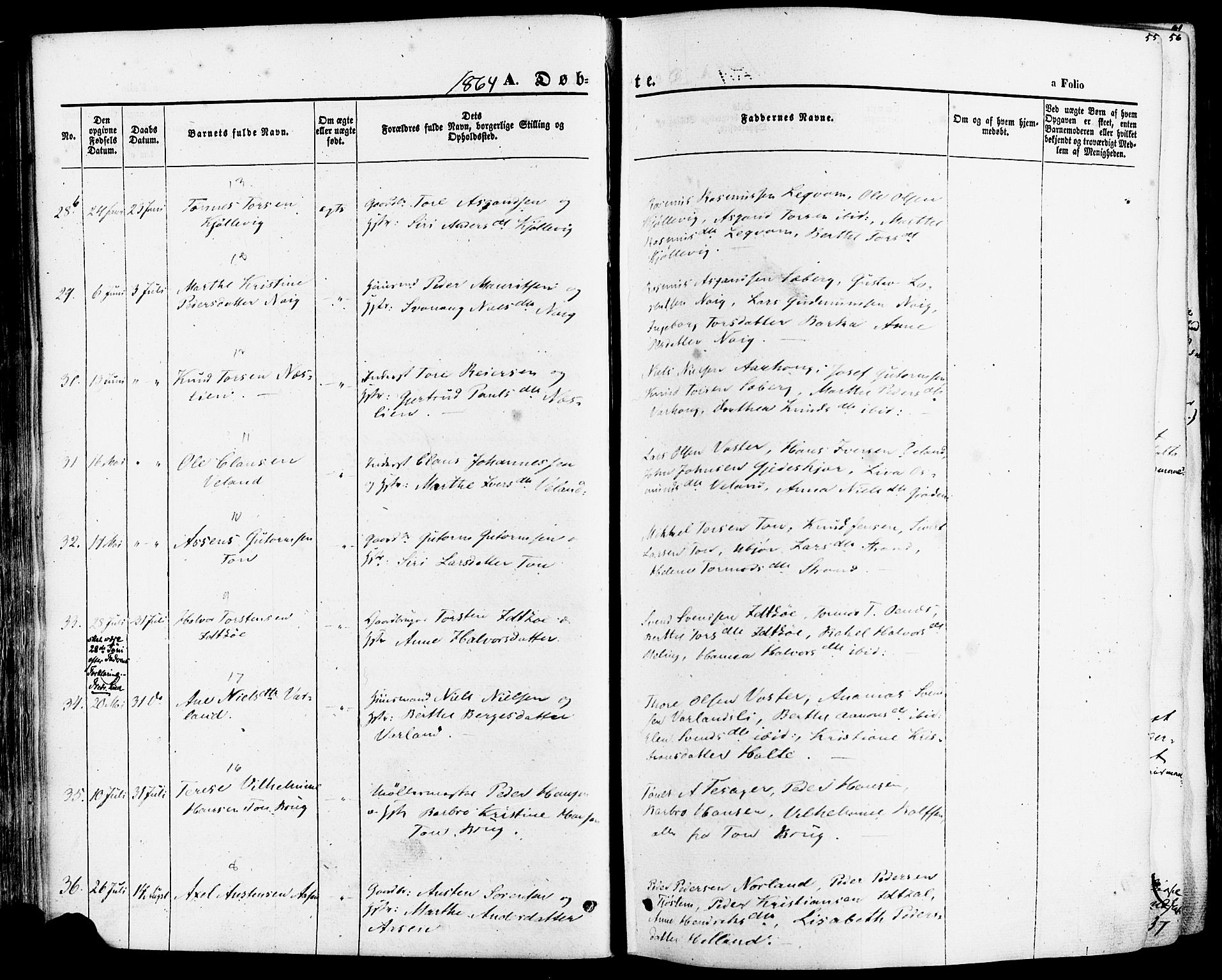 Strand sokneprestkontor, AV/SAST-A-101828/H/Ha/Haa/L0007: Ministerialbok nr. A 7, 1855-1881, s. 55