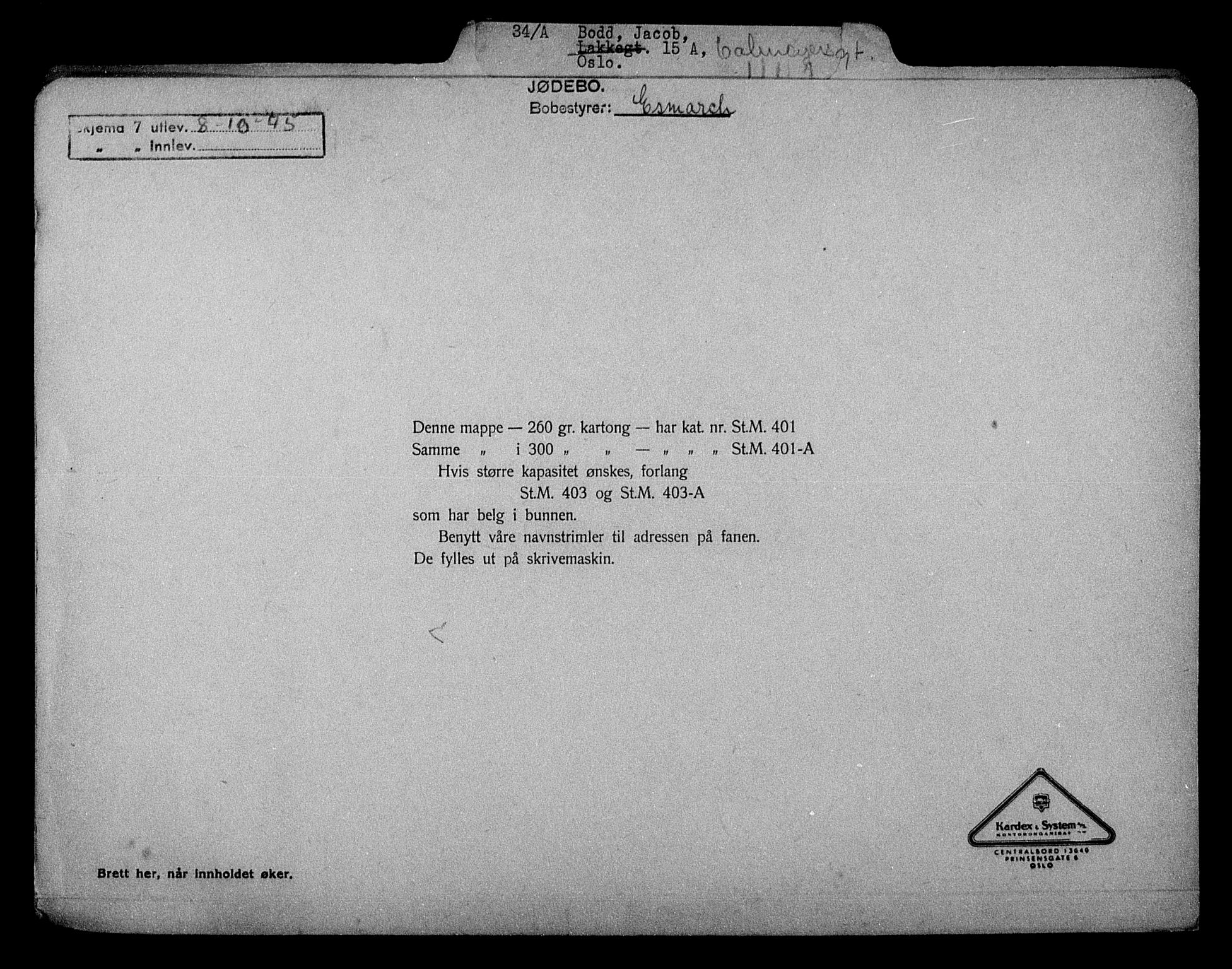 Justisdepartementet, Tilbakeføringskontoret for inndratte formuer, RA/S-1564/H/Hc/Hcc/L0926: --, 1945-1947, s. 425