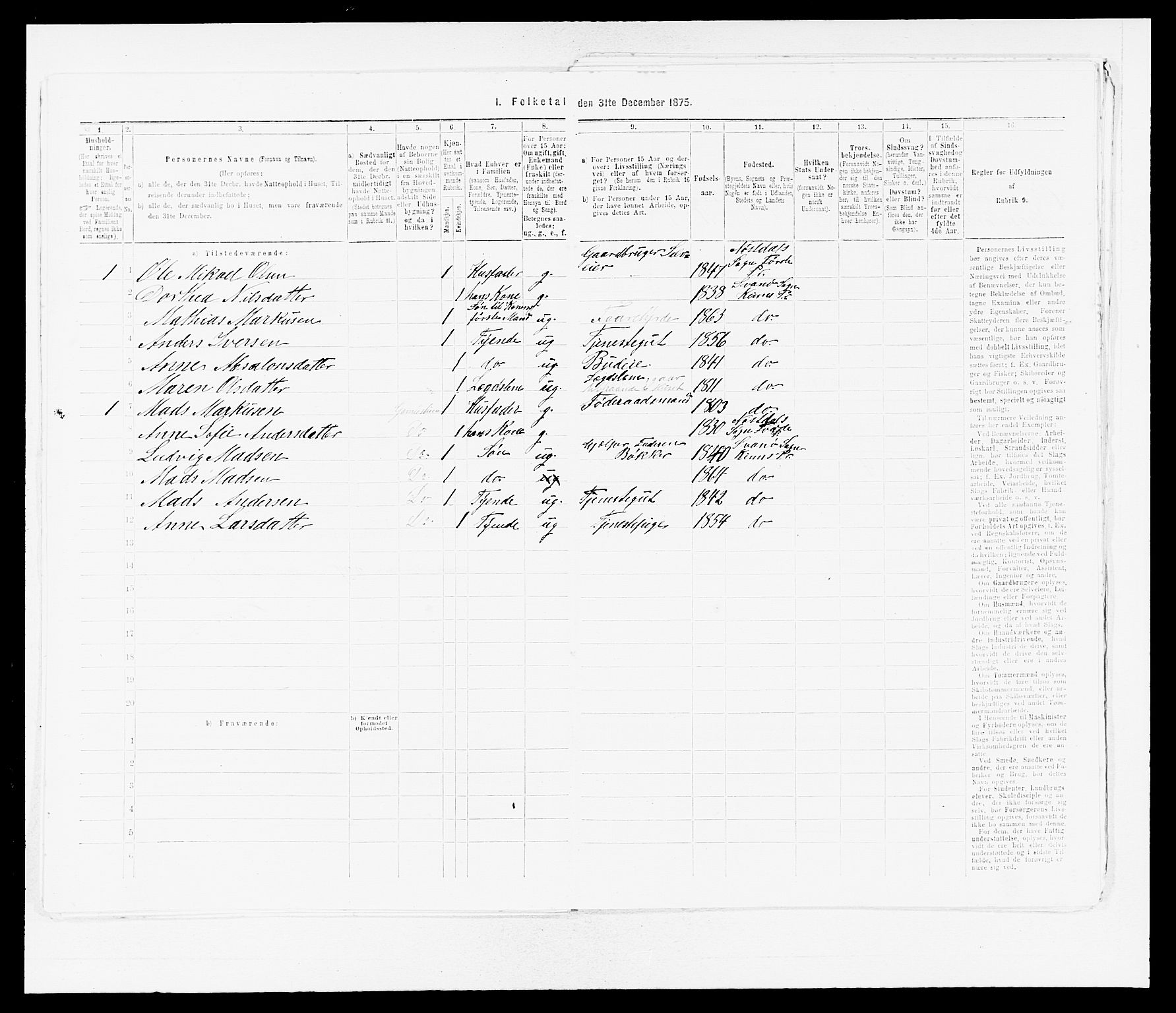 SAB, Folketelling 1875 for 1437L Kinn prestegjeld, Kinn sokn og Svanøy sokn, 1875, s. 608