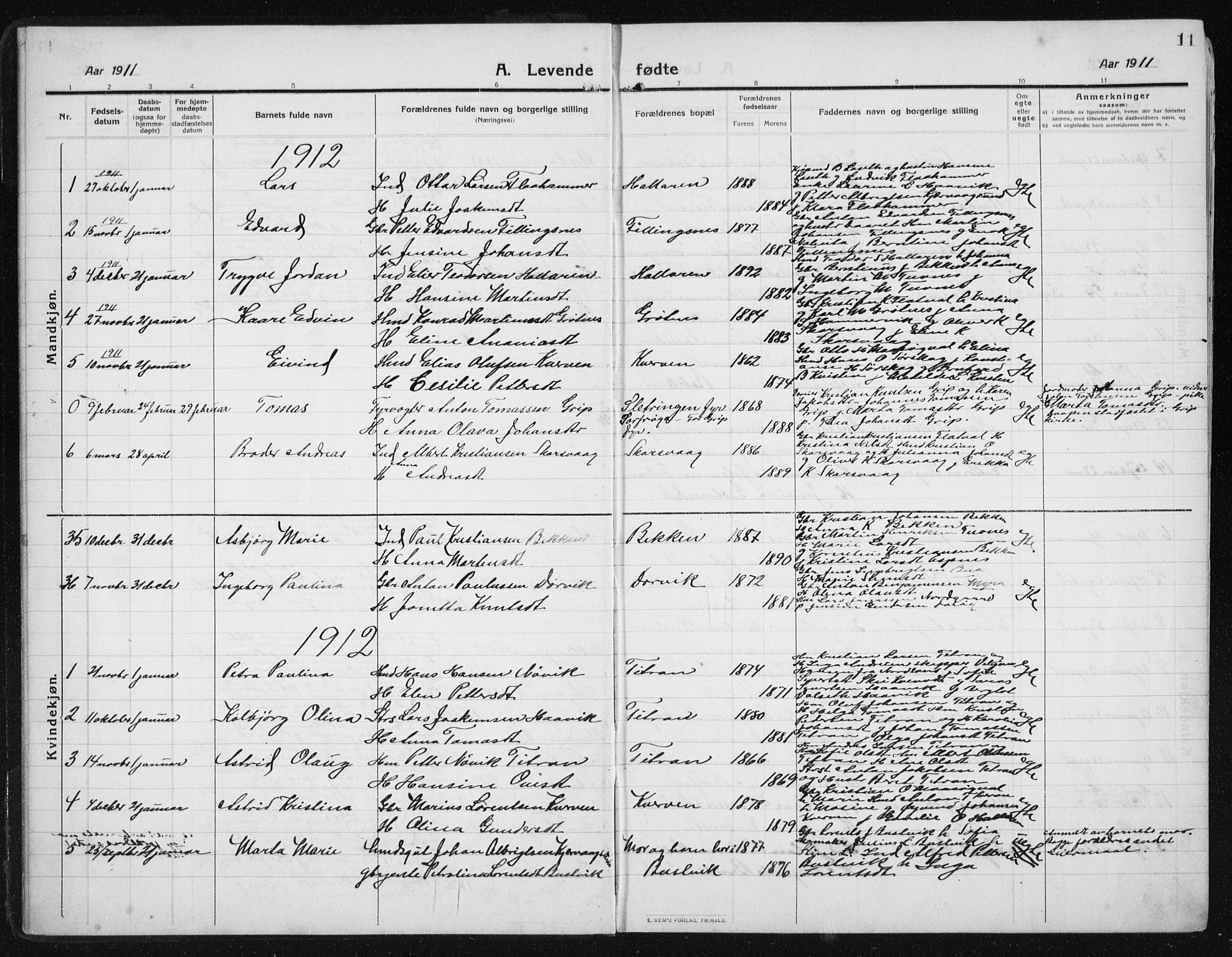 Ministerialprotokoller, klokkerbøker og fødselsregistre - Sør-Trøndelag, AV/SAT-A-1456/641/L0599: Klokkerbok nr. 641C03, 1910-1938, s. 11