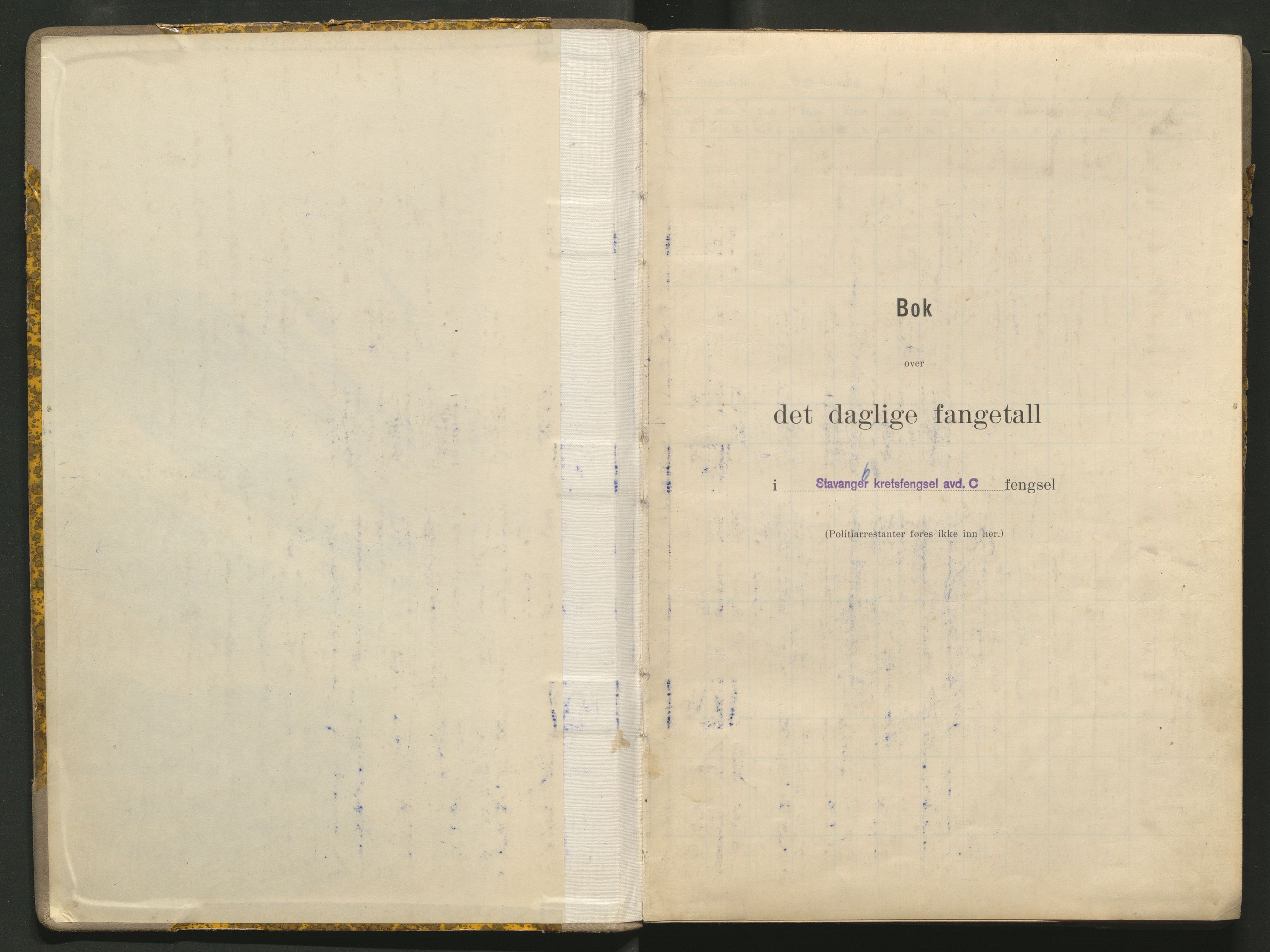 Kriminalomsorgen Stavanger fengsel, AV/SAST-A-101527/O/Oe/L0066/0004: Diverse / Fangetallsbok, 1941-1945