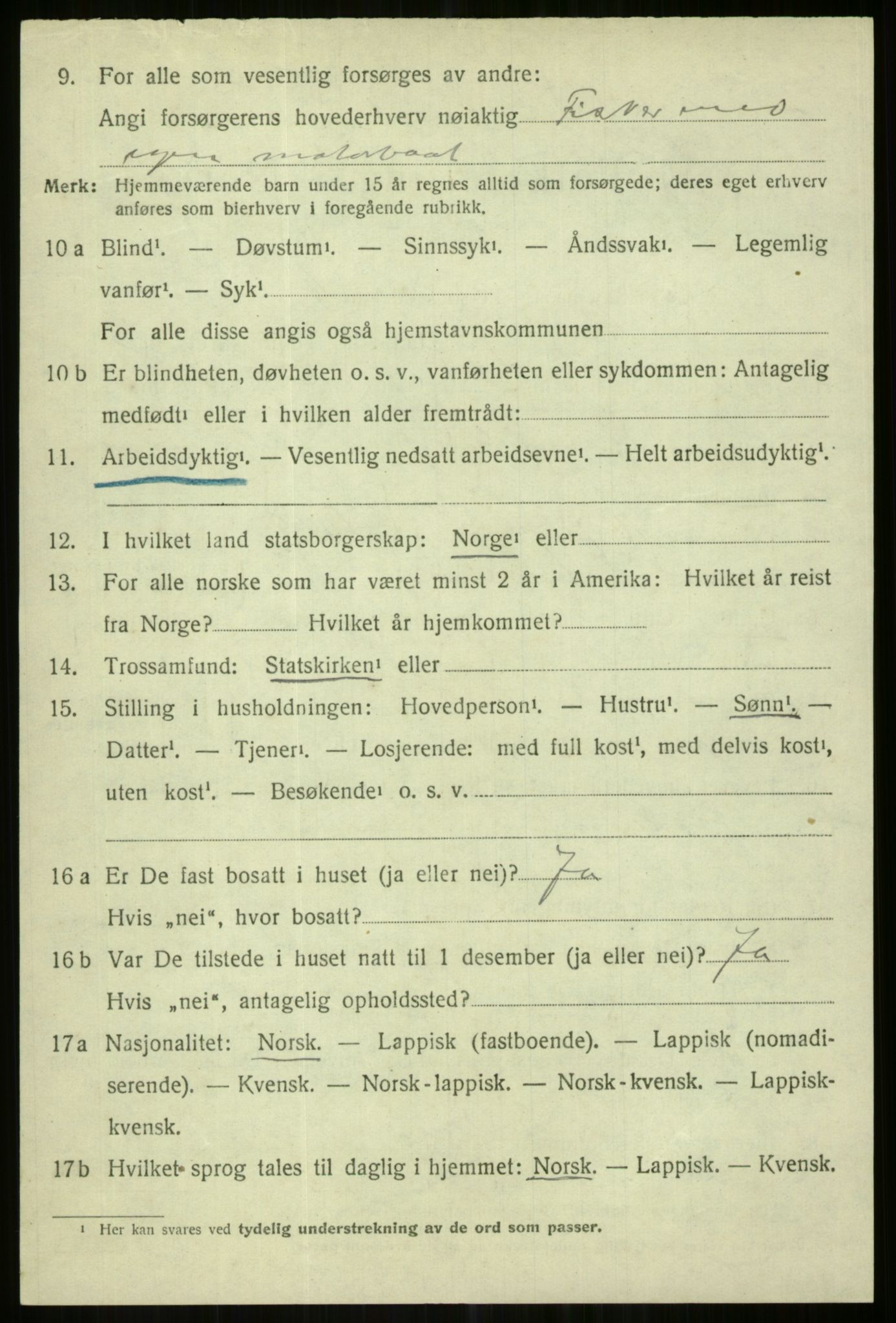 SATØ, Folketelling 1920 for 1936 Karlsøy herred, 1920, s. 3321