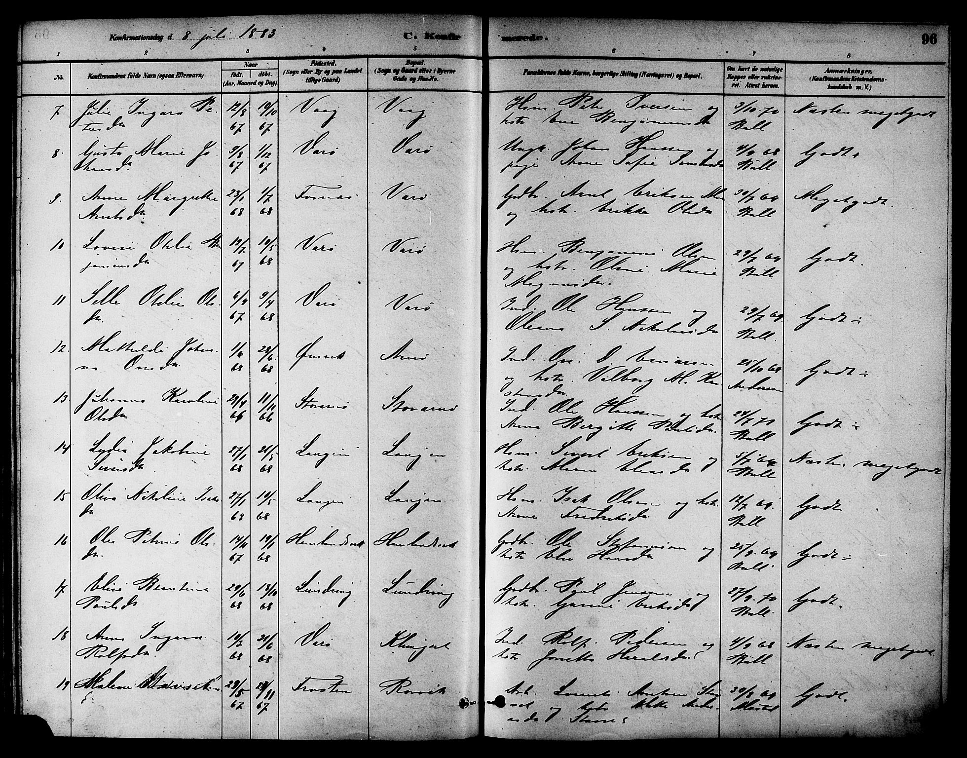 Ministerialprotokoller, klokkerbøker og fødselsregistre - Nord-Trøndelag, AV/SAT-A-1458/784/L0672: Ministerialbok nr. 784A07, 1880-1887, s. 96