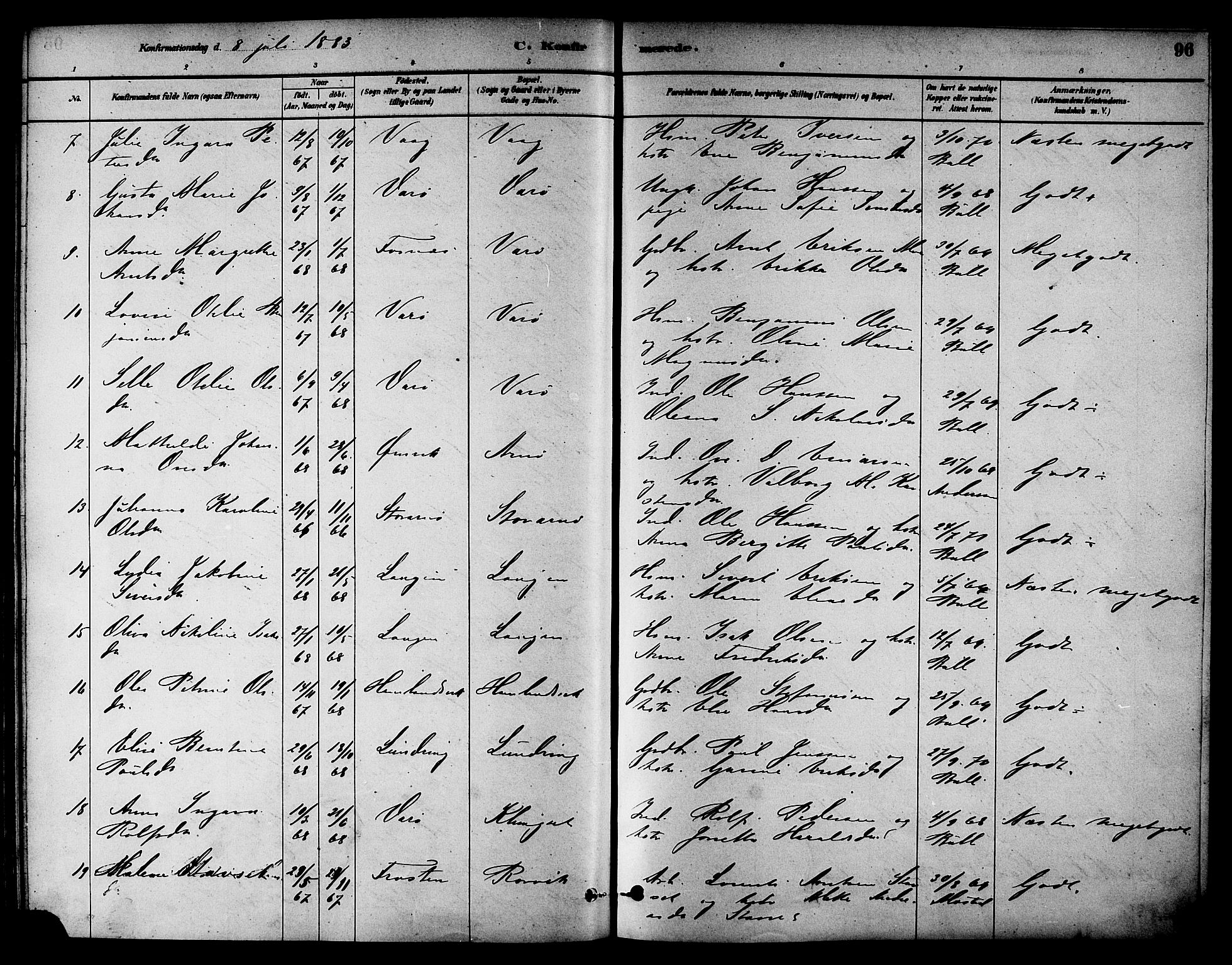 Ministerialprotokoller, klokkerbøker og fødselsregistre - Nord-Trøndelag, SAT/A-1458/784/L0672: Ministerialbok nr. 784A07, 1880-1887, s. 96