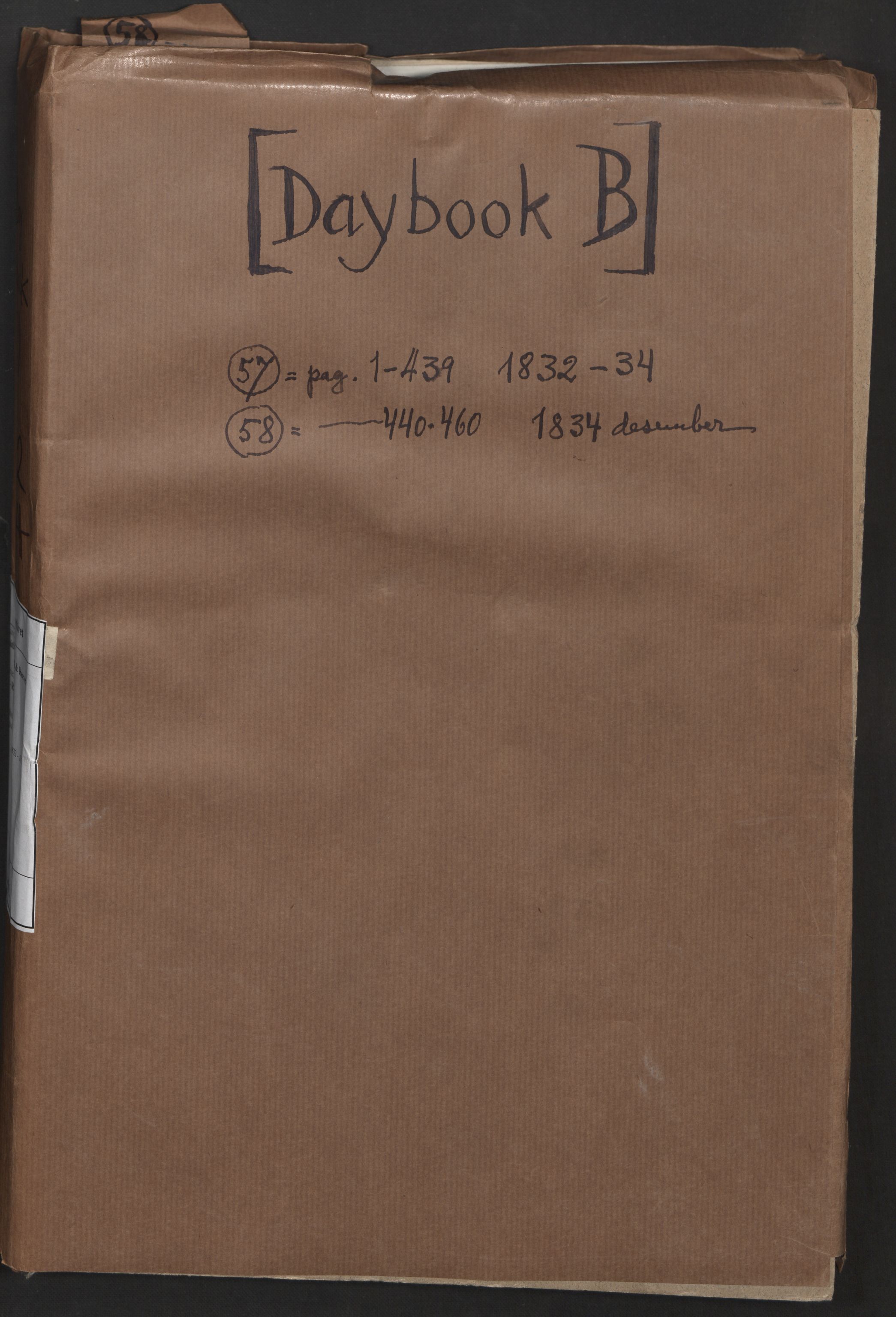 Smith, Goodhall & Reeves, RA/PA-0586/R/L0002: Dagbok (Daybook) B, 1832-1834