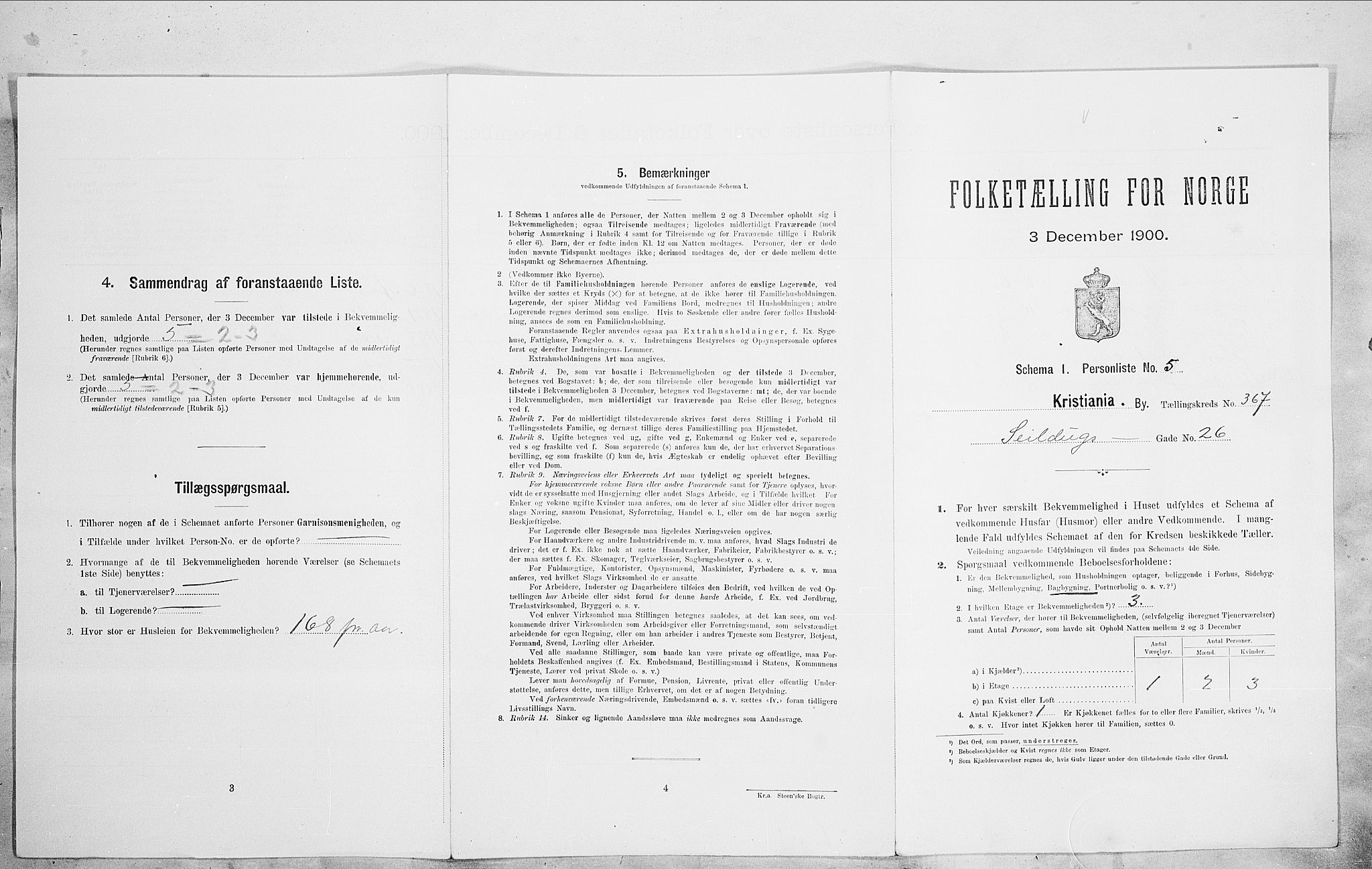 SAO, Folketelling 1900 for 0301 Kristiania kjøpstad, 1900, s. 84117