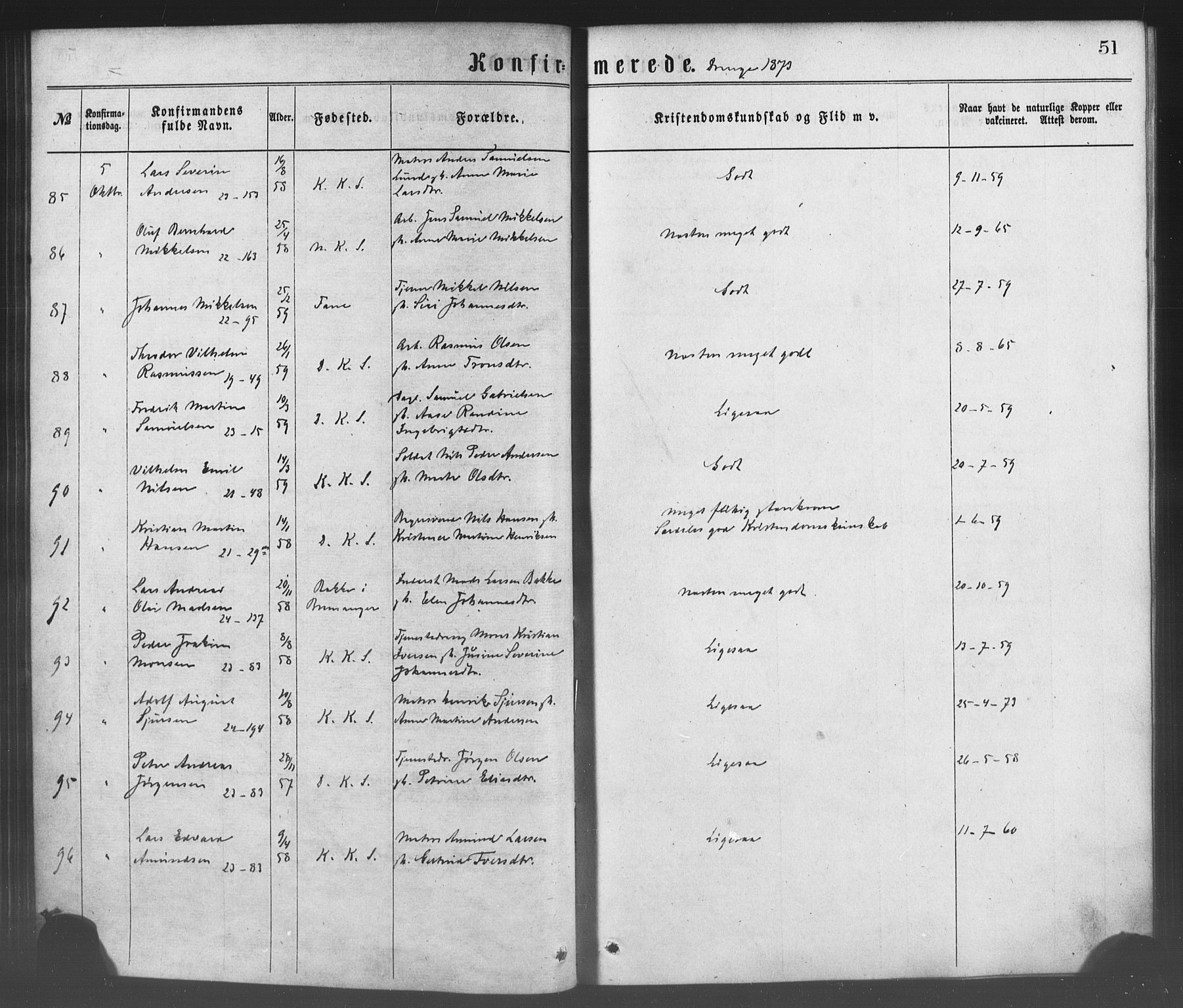 Korskirken sokneprestembete, SAB/A-76101/H/Haa/L0028: Ministerialbok nr. C 4, 1868-1879, s. 51