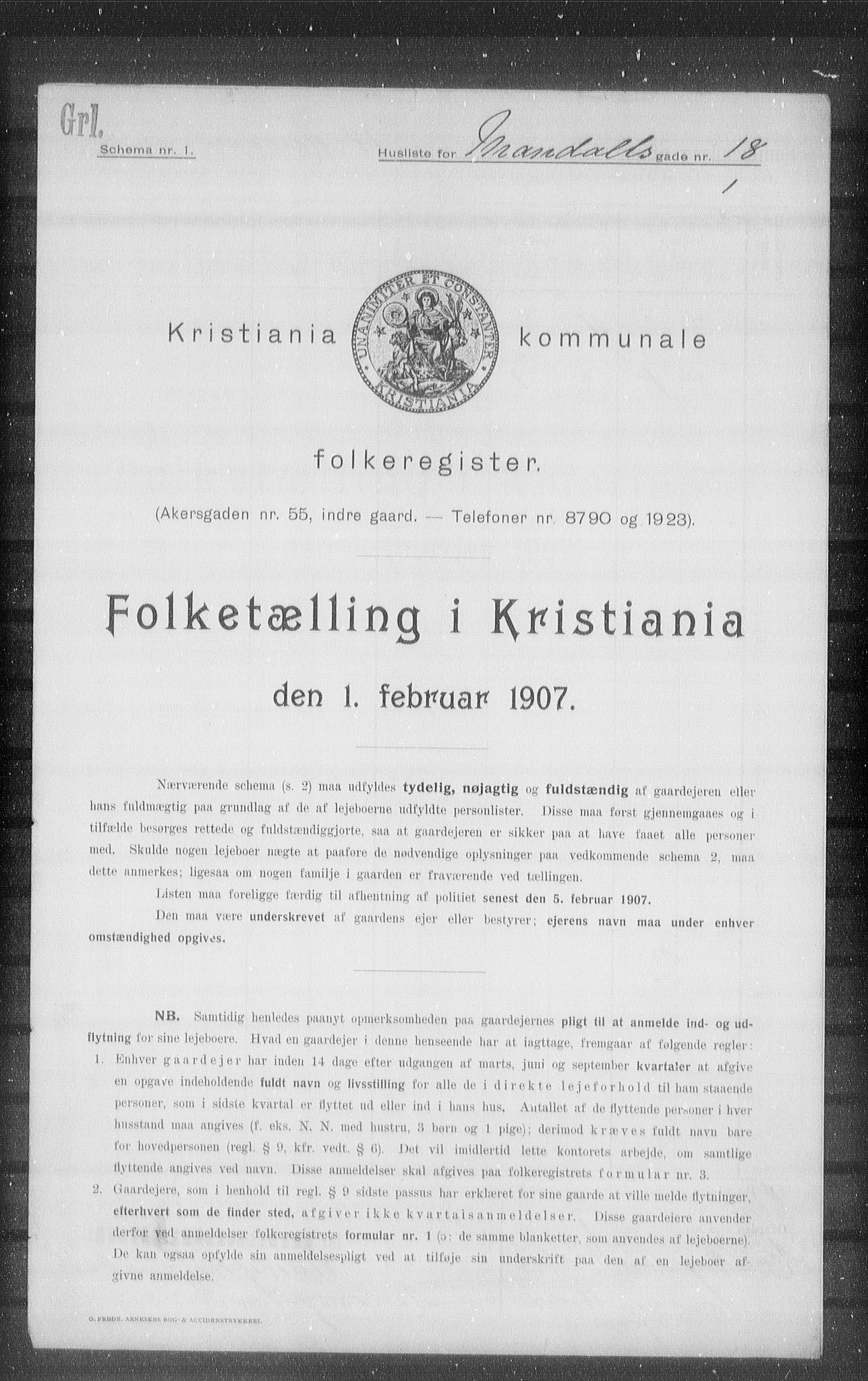 OBA, Kommunal folketelling 1.2.1907 for Kristiania kjøpstad, 1907, s. 30794