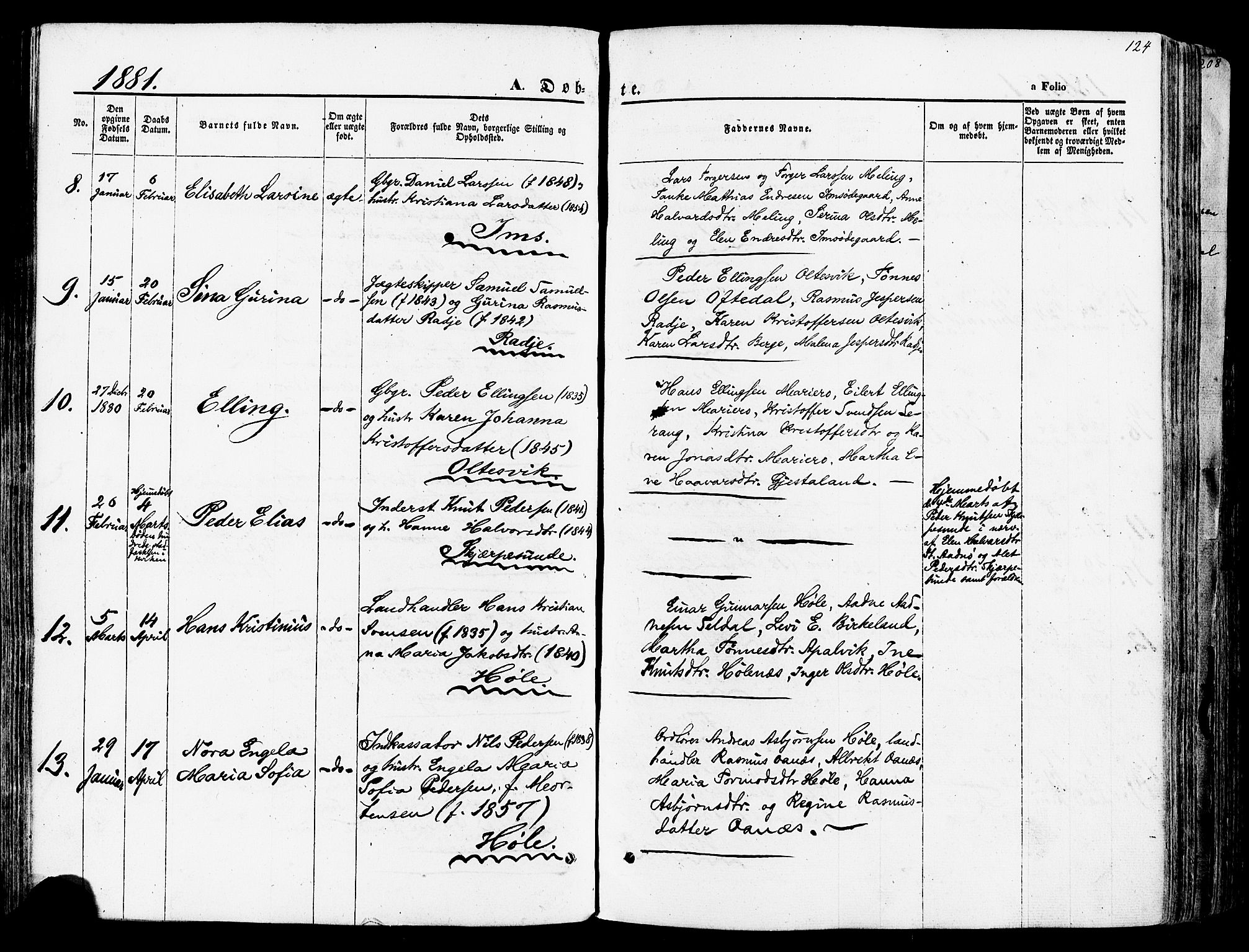 Høgsfjord sokneprestkontor, SAST/A-101624/H/Ha/Haa/L0002: Ministerialbok nr. A 2, 1855-1885, s. 124