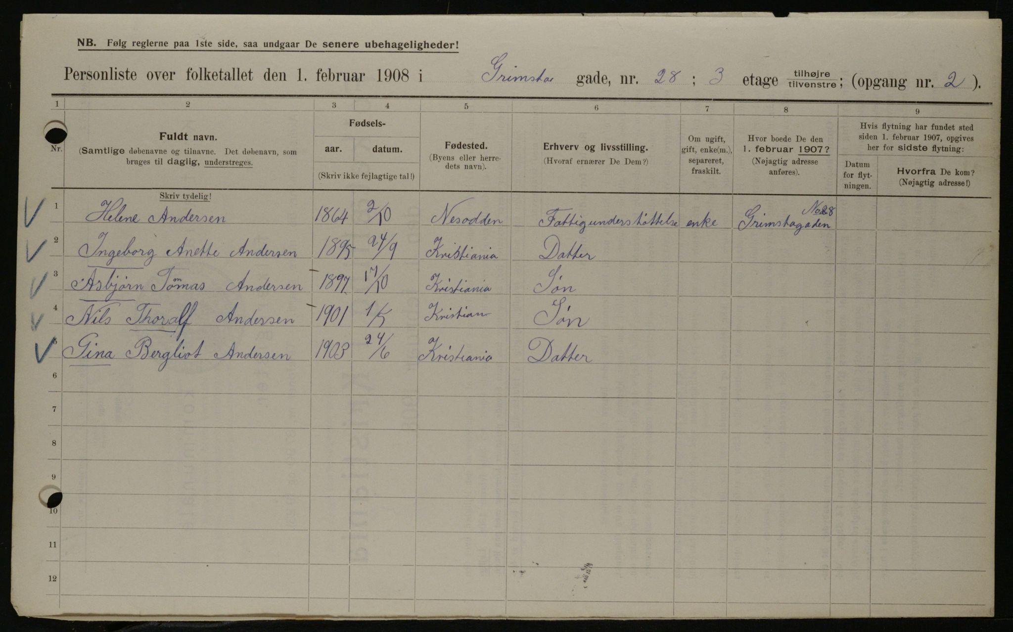 OBA, Kommunal folketelling 1.2.1908 for Kristiania kjøpstad, 1908, s. 27179