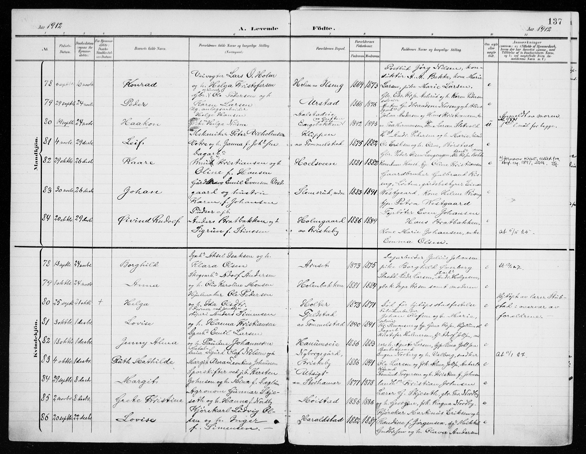 Vang prestekontor, Hedmark, AV/SAH-PREST-008/H/Ha/Haa/L0021: Ministerialbok nr. 21, 1902-1917, s. 137