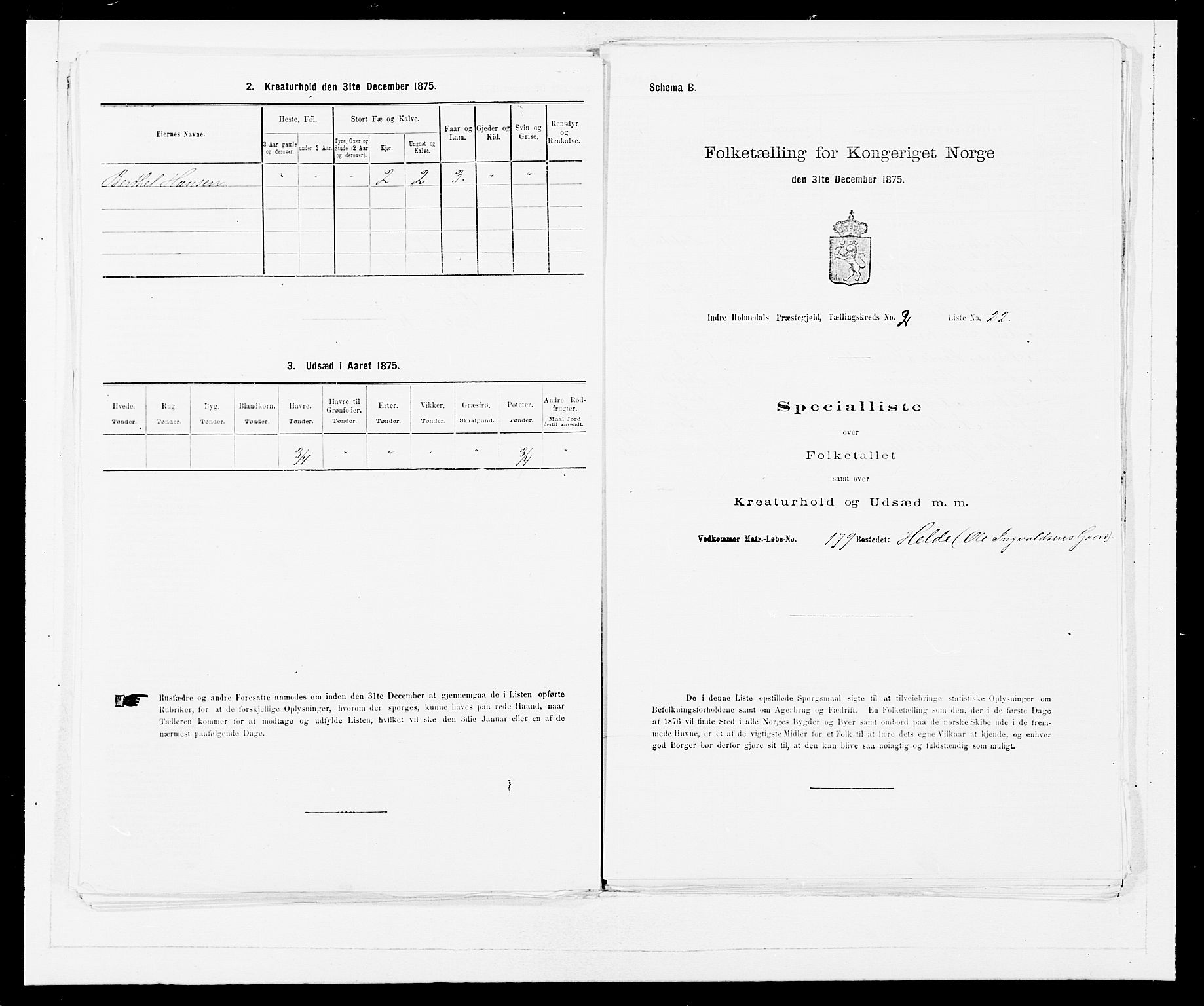 SAB, Folketelling 1875 for 1430P Indre Holmedal prestegjeld, 1875, s. 211