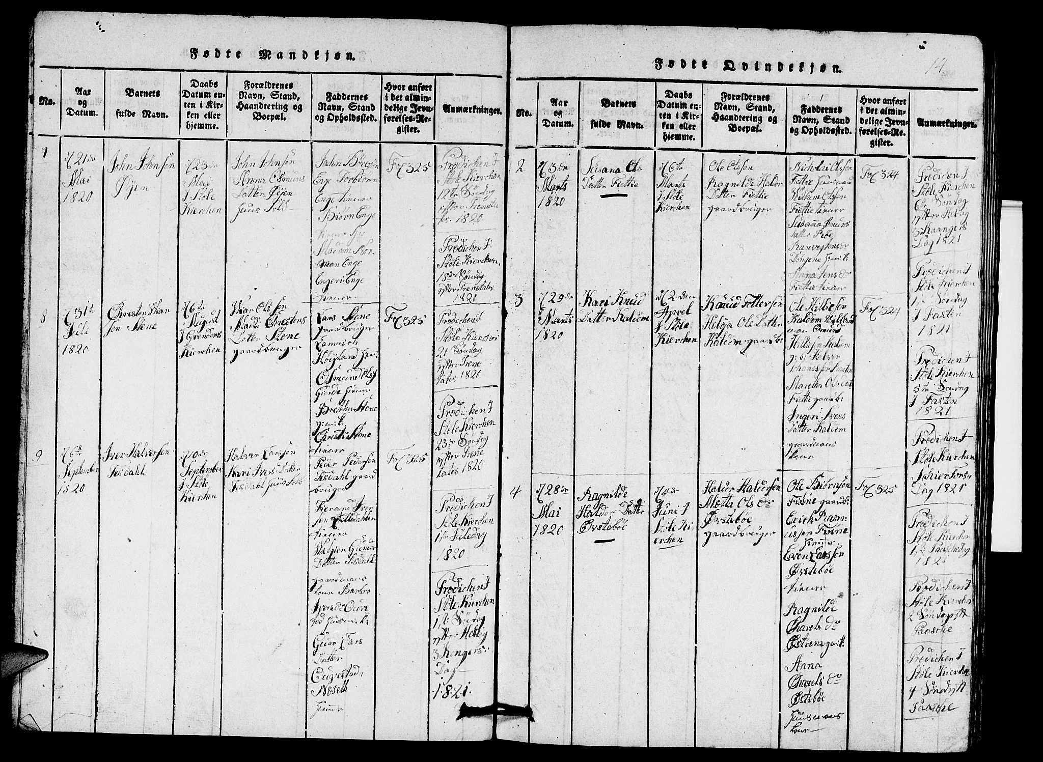 Etne sokneprestembete, AV/SAB-A-75001/H/Hab: Klokkerbok nr. A 1, 1815-1849, s. 14