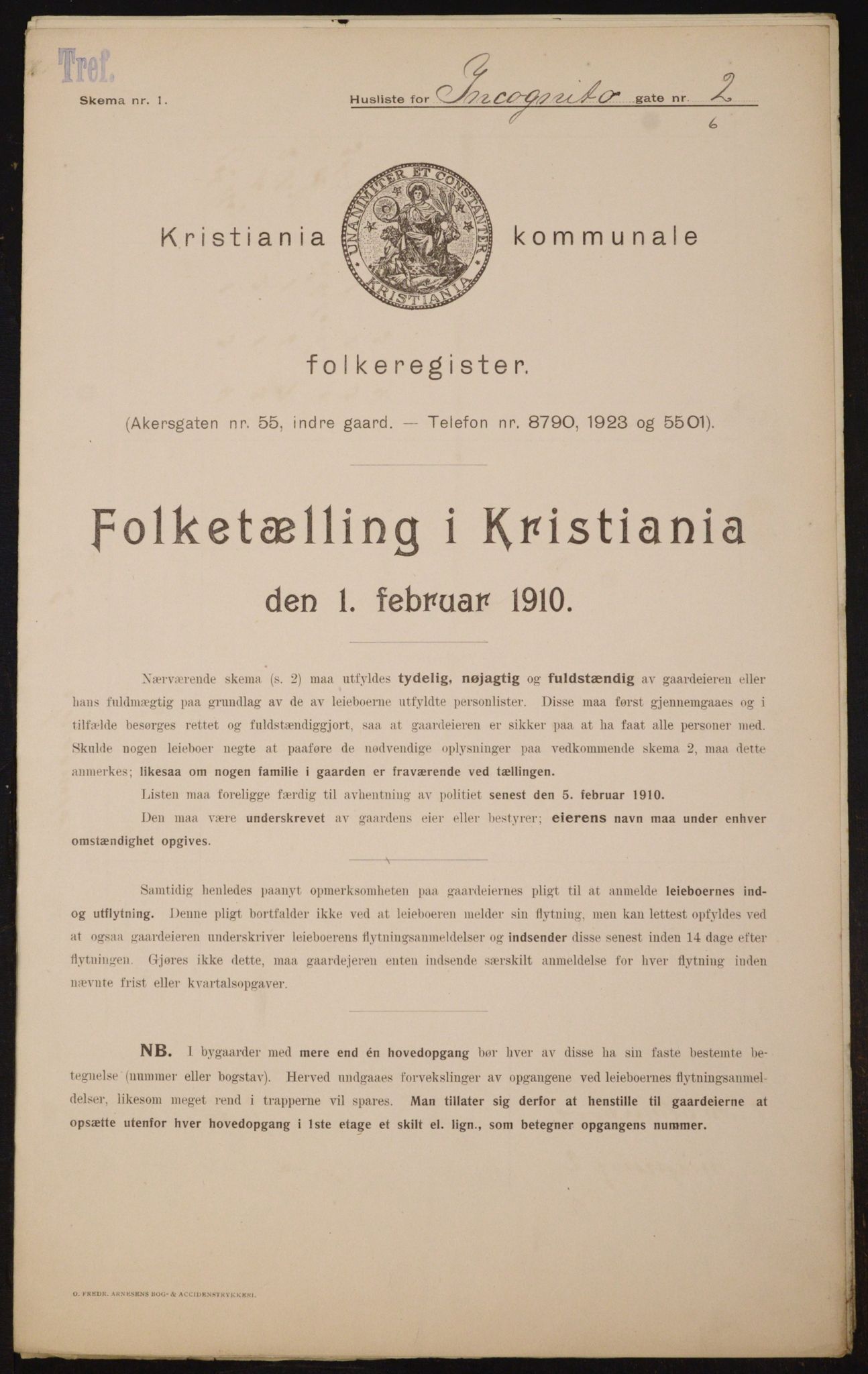 OBA, Kommunal folketelling 1.2.1910 for Kristiania, 1910, s. 43004