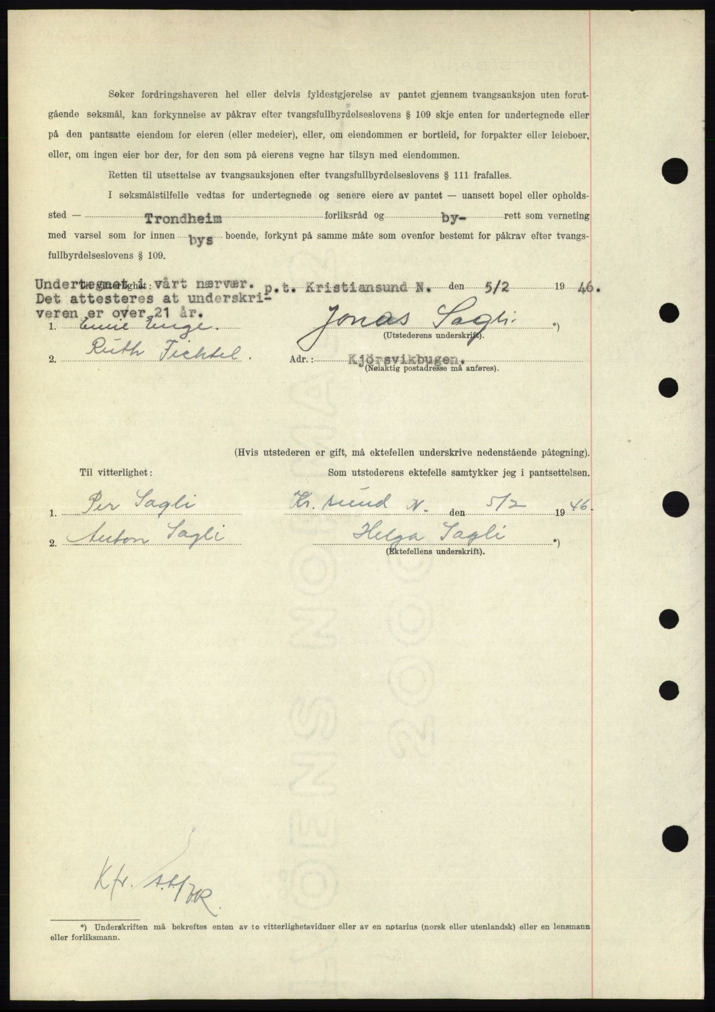 Nordmøre sorenskriveri, AV/SAT-A-4132/1/2/2Ca: Pantebok nr. B93b, 1946-1946, Dagboknr: 281/1946