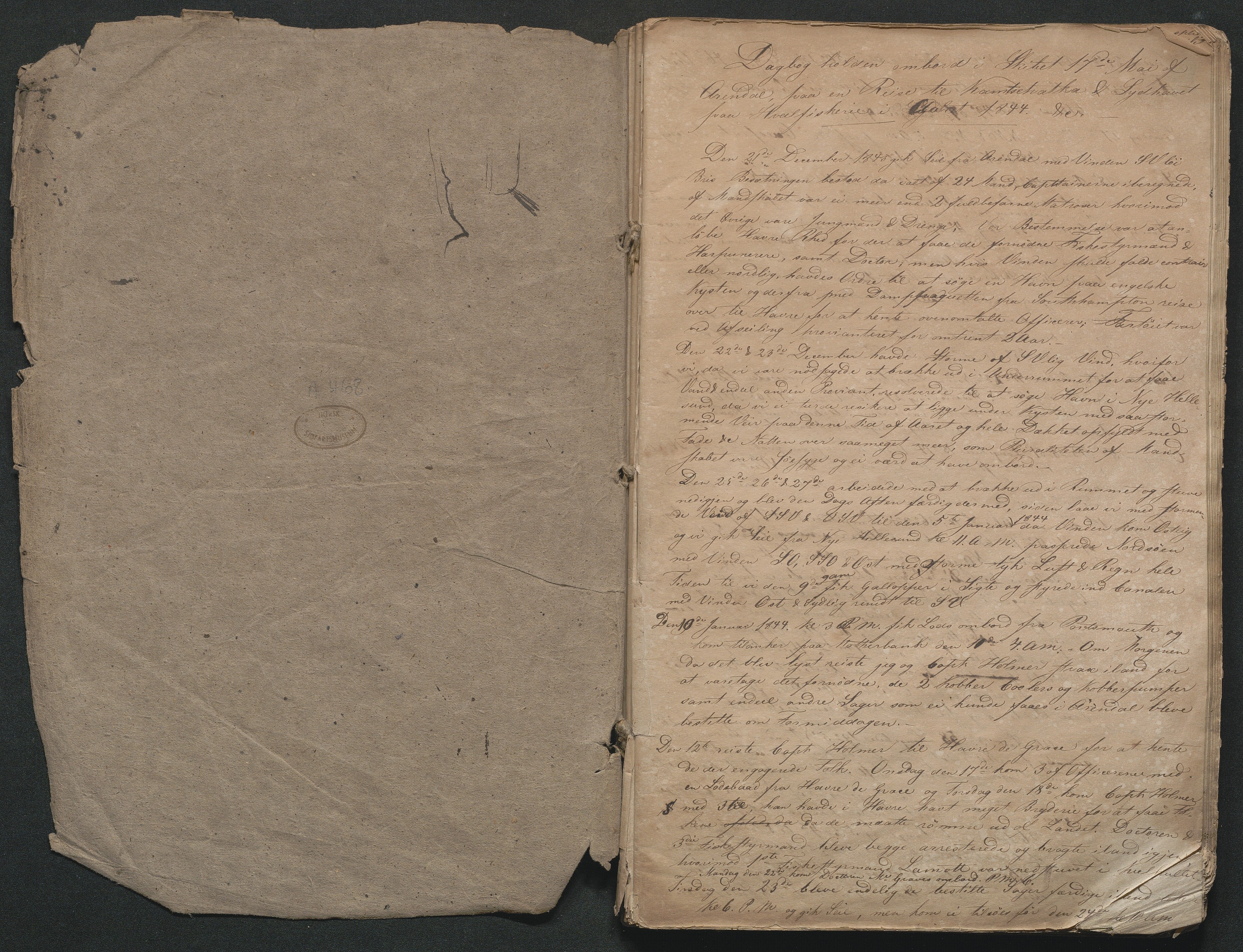 Kaptein Crawfurds dagbok, AAMA/PA-3193/Y/Y01/L0001: Kaptein Crawfurds dagbok, 1843-1846