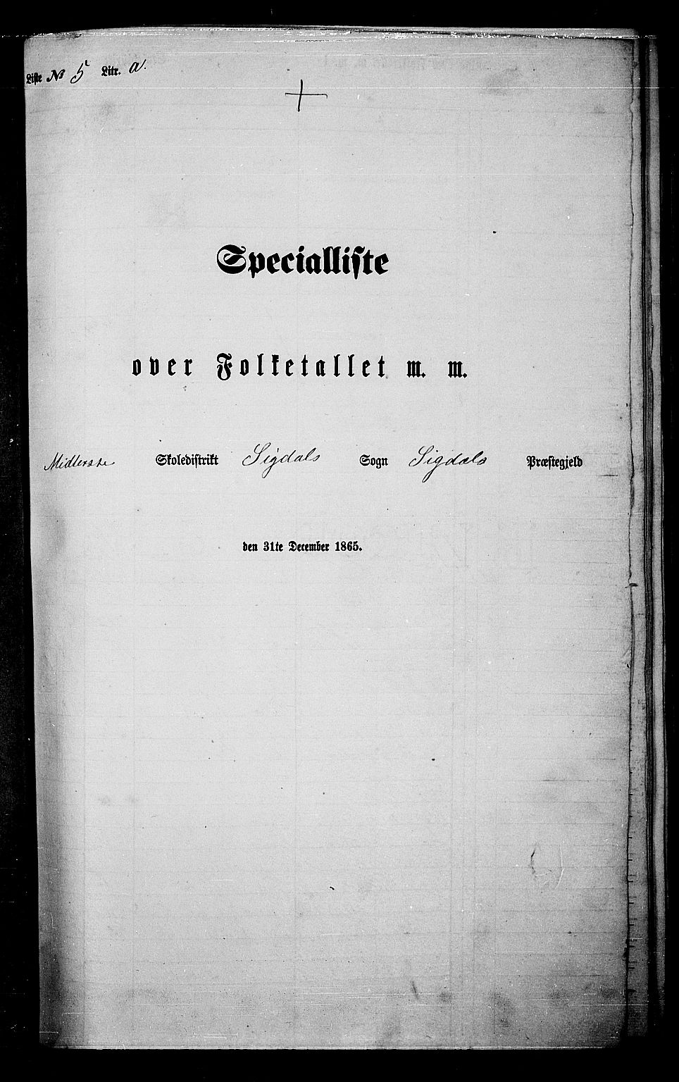 RA, Folketelling 1865 for 0621P Sigdal prestegjeld, 1865, s. 104