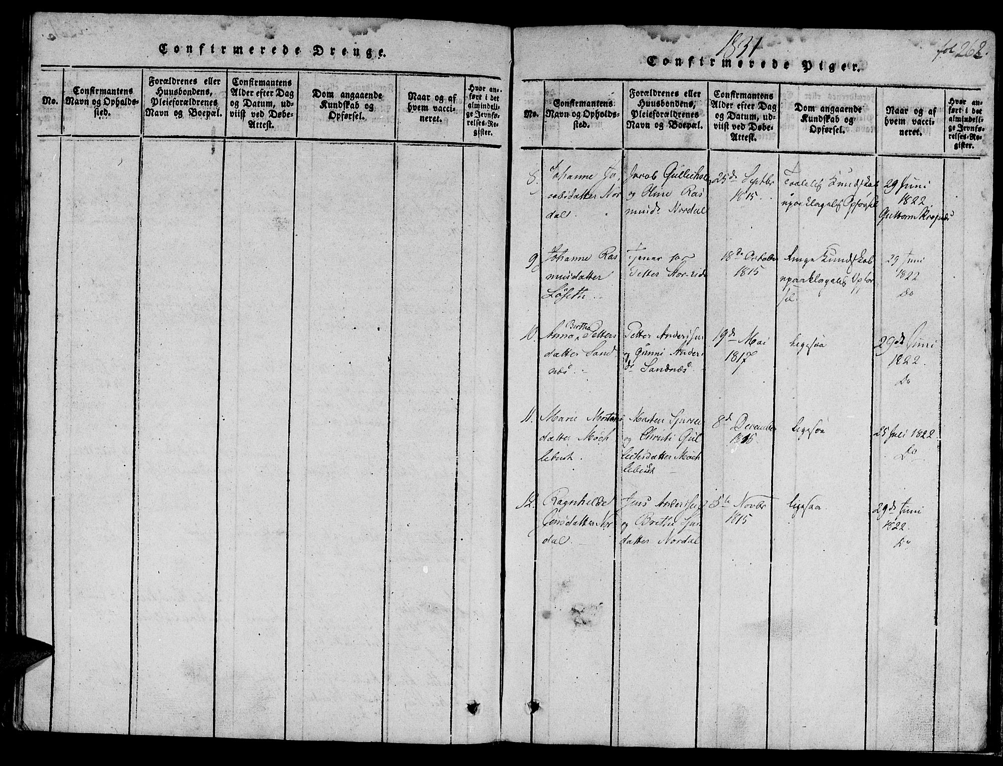 Ministerialprotokoller, klokkerbøker og fødselsregistre - Møre og Romsdal, AV/SAT-A-1454/501/L0004: Ministerialbok nr. 501A04, 1816-1831, s. 262