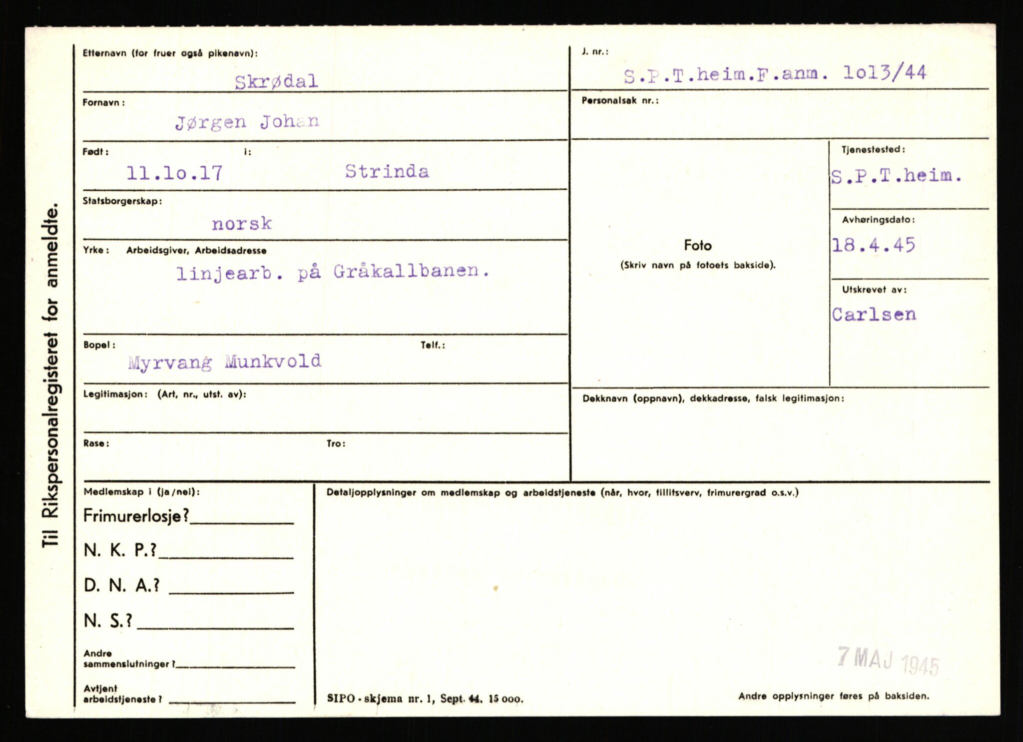 Statspolitiet - Hovedkontoret / Osloavdelingen, AV/RA-S-1329/C/Ca/L0014: Seterlien - Svartås, 1943-1945, s. 1509