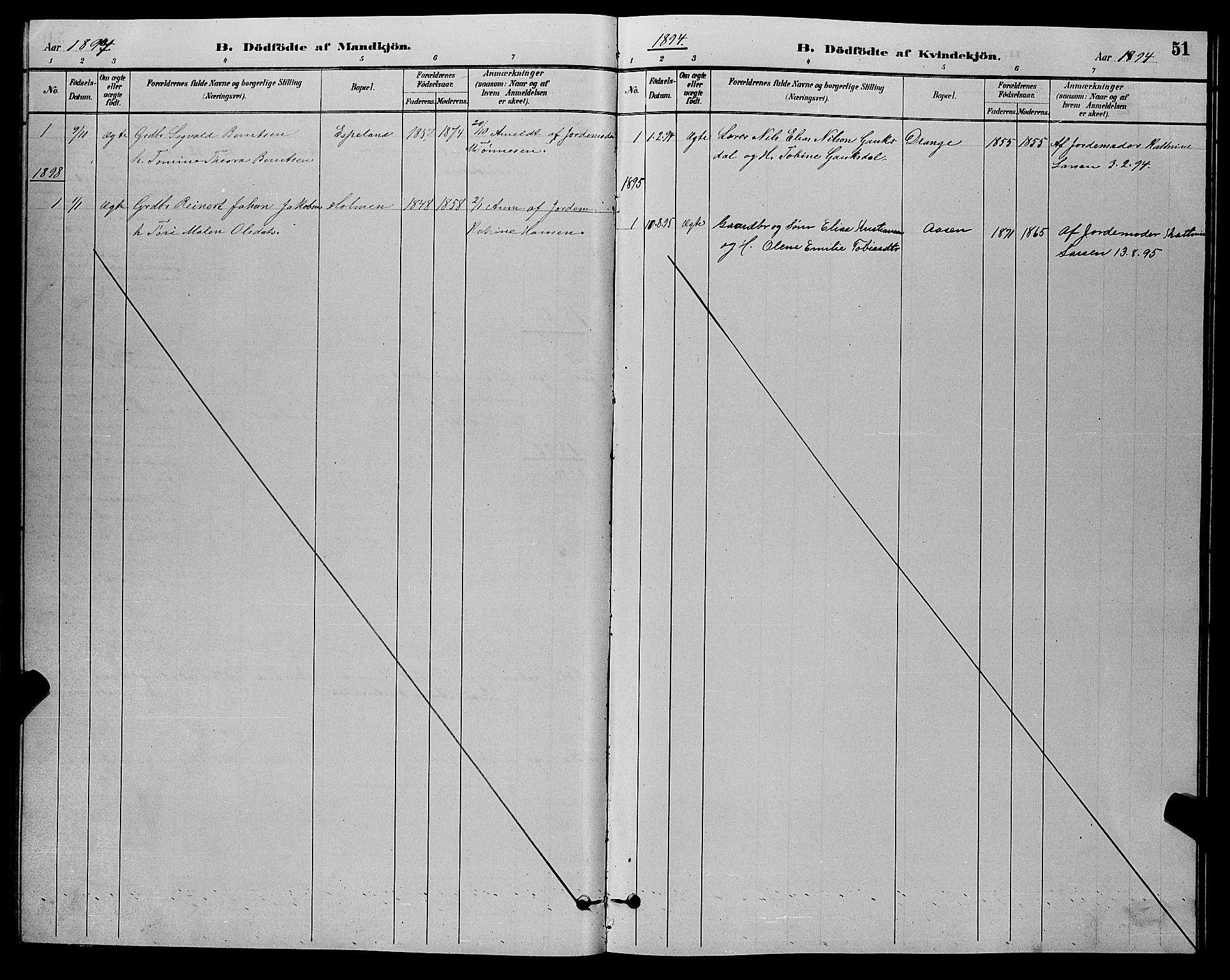 Herad sokneprestkontor, SAK/1111-0018/F/Fb/Fba/L0004: Klokkerbok nr. B 4, 1882-1899, s. 51