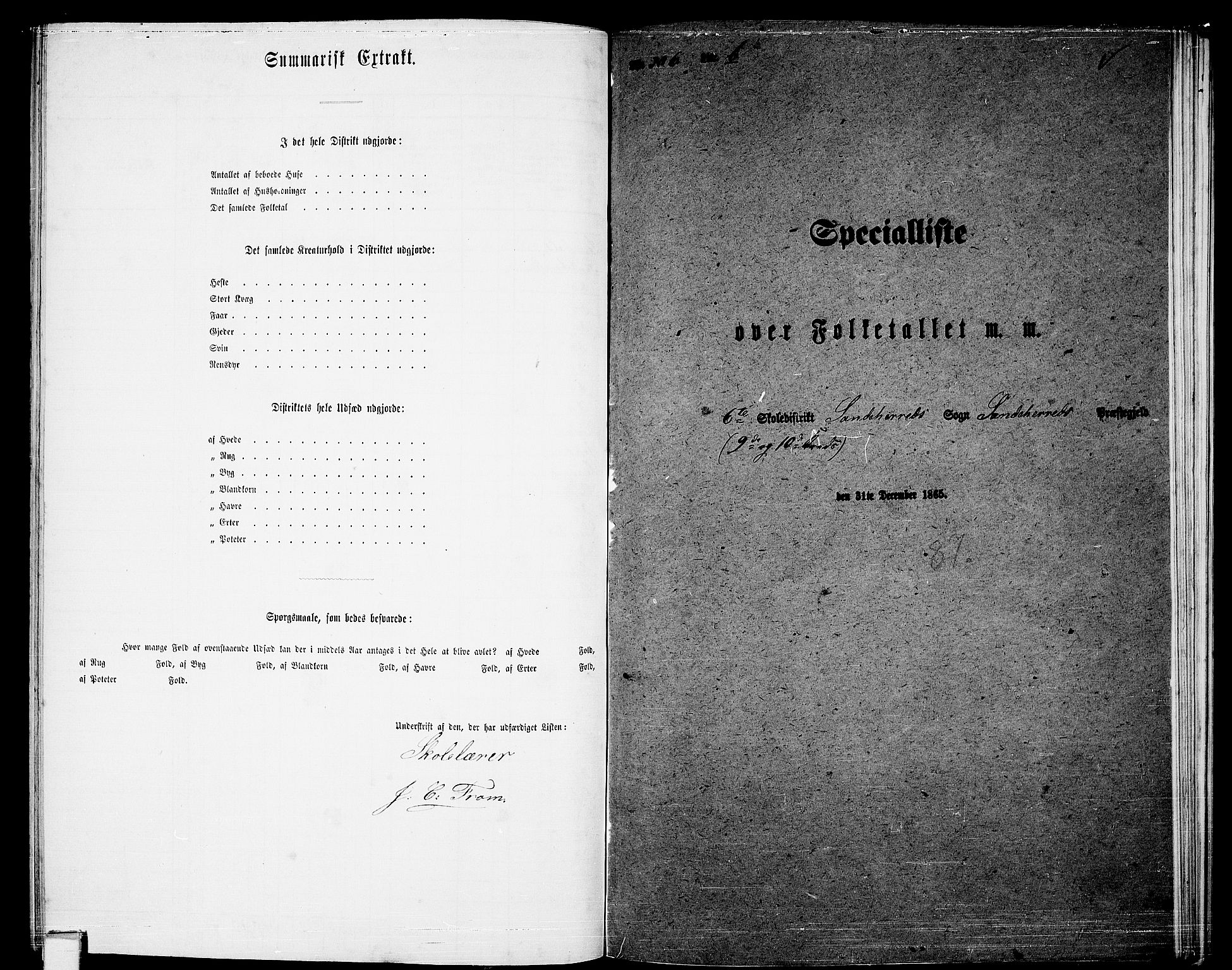 RA, Folketelling 1865 for 0724L Sandeherred prestegjeld, Sandeherred sokn, 1865, s. 164