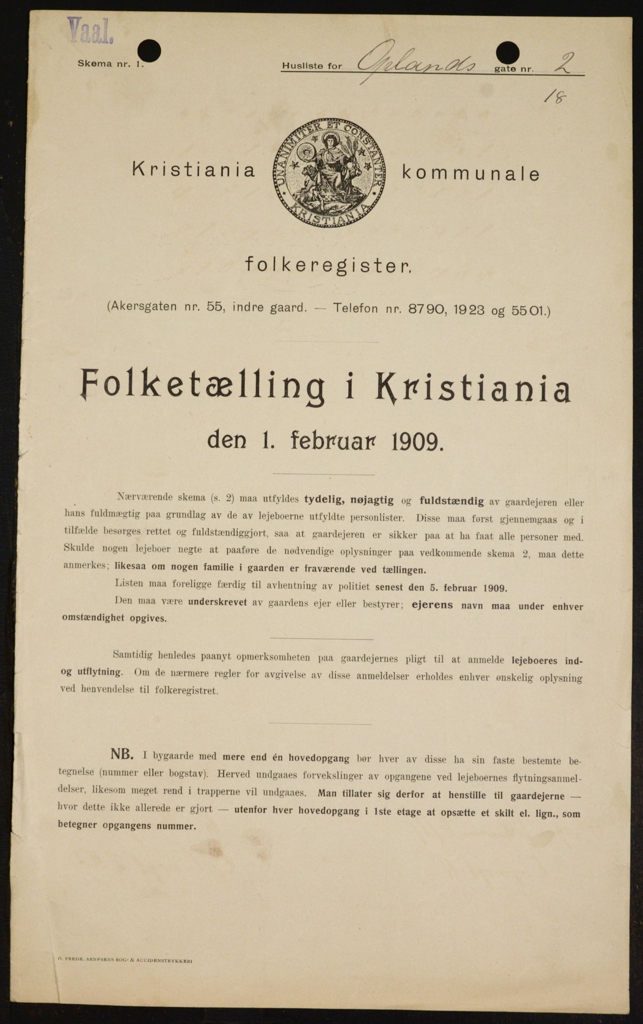 OBA, Kommunal folketelling 1.2.1909 for Kristiania kjøpstad, 1909, s. 68577