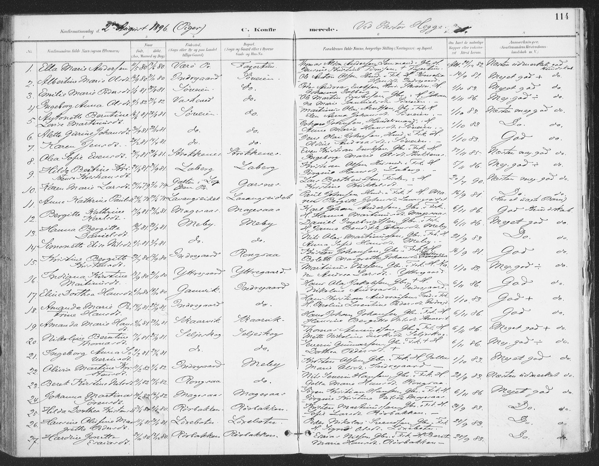 Ibestad sokneprestembete, AV/SATØ-S-0077/H/Ha/Haa/L0015kirke: Ministerialbok nr. 15, 1888-1899, s. 114