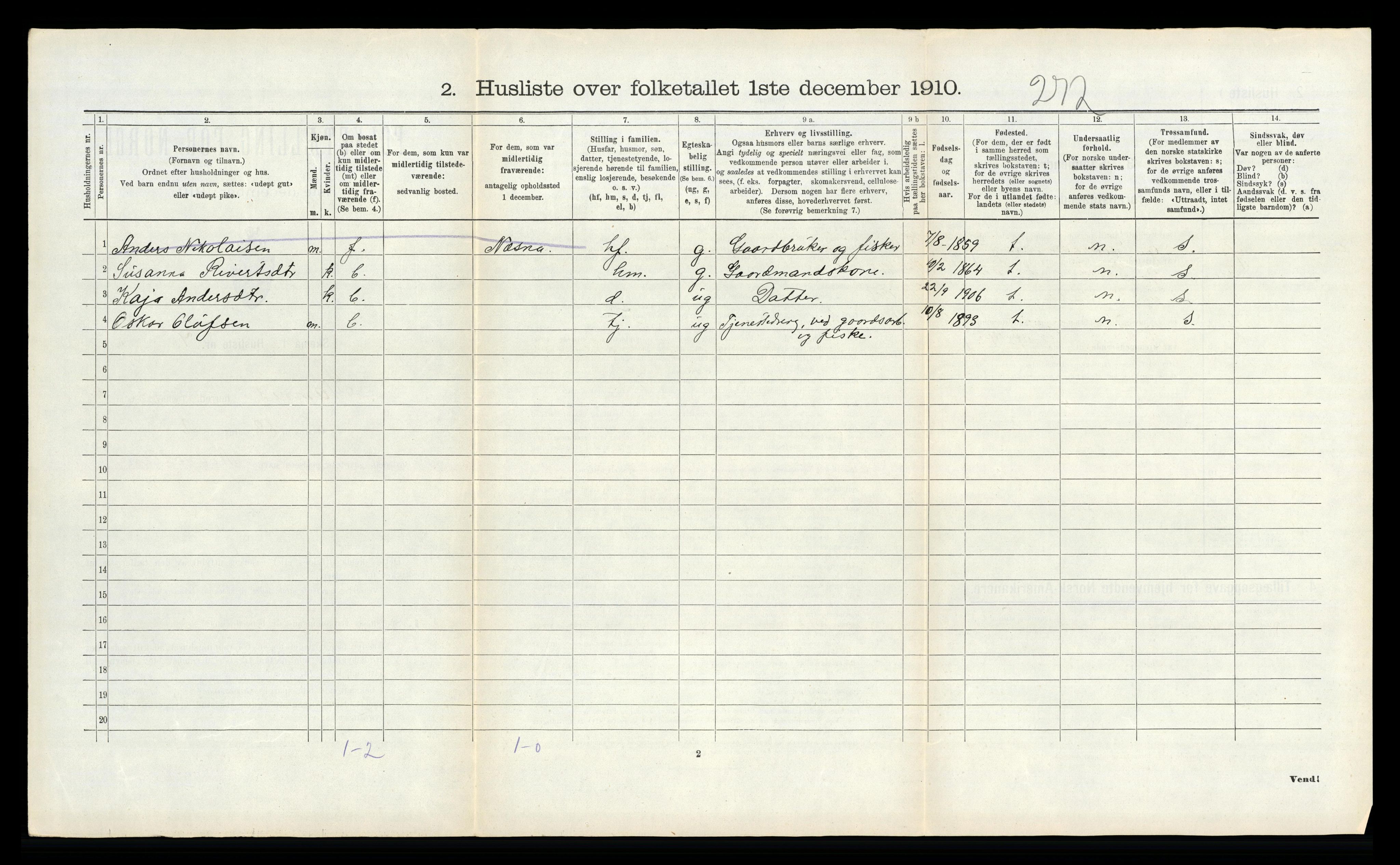 RA, Folketelling 1910 for 1821 Stamnes herred, 1910, s. 885