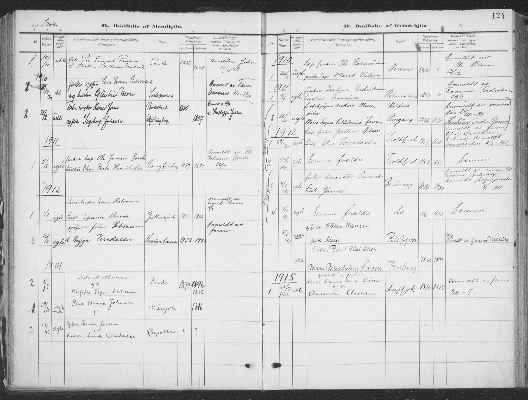 Tana sokneprestkontor, AV/SATØ-S-1334/H/Ha/L0007kirke: Ministerialbok nr. 7, 1904-1918, s. 124