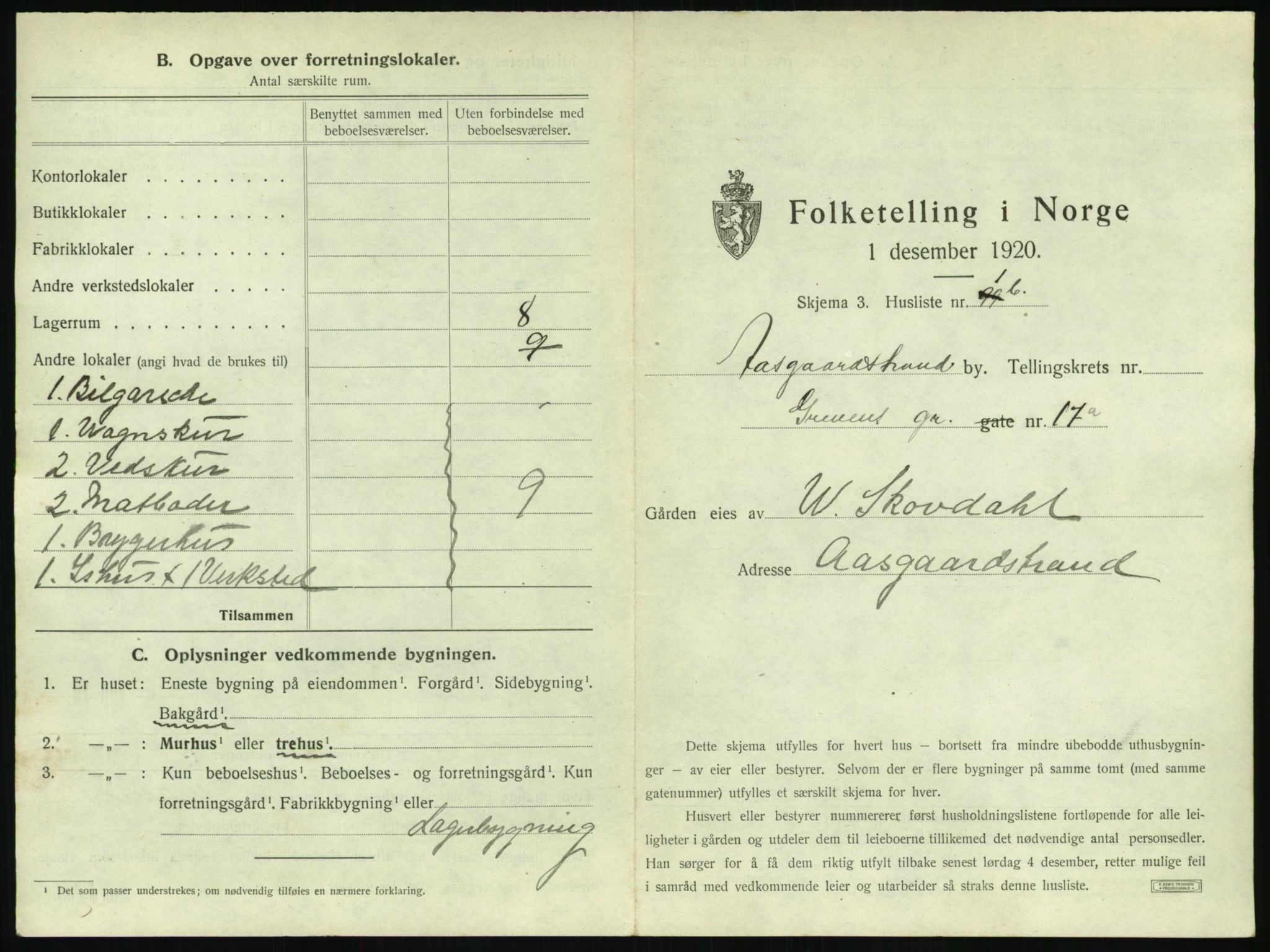 SAKO, Folketelling 1920 for 0704 Åsgårdstrand ladested, 1920, s. 11