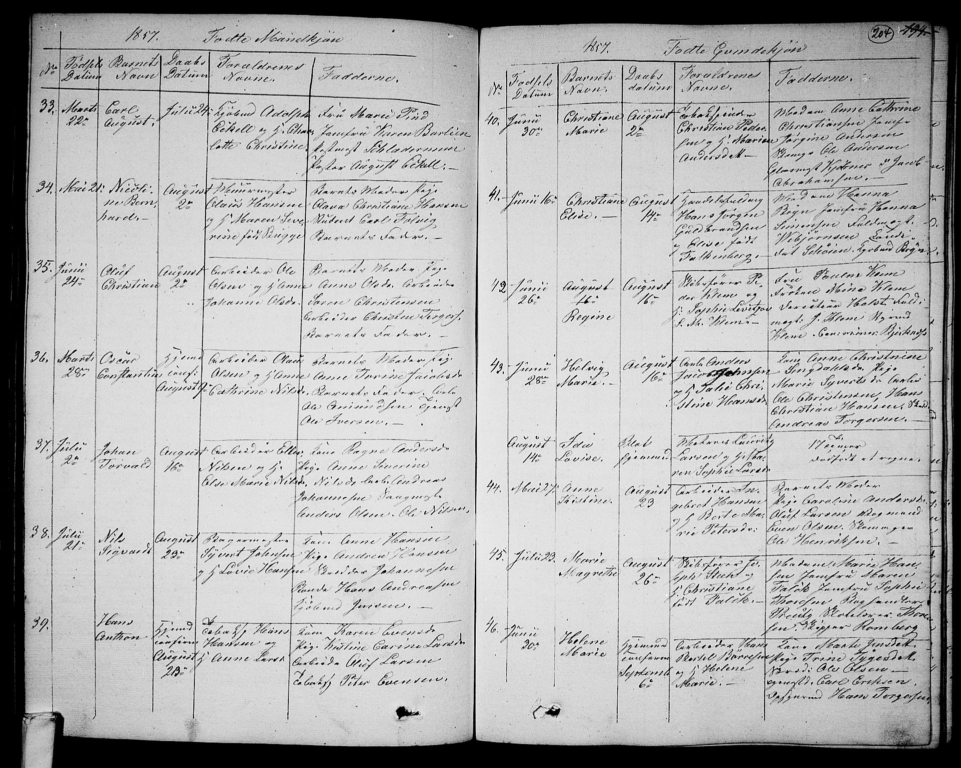 Larvik kirkebøker, AV/SAKO-A-352/G/Ga/L0003a: Klokkerbok nr. I 3A, 1830-1870, s. 204