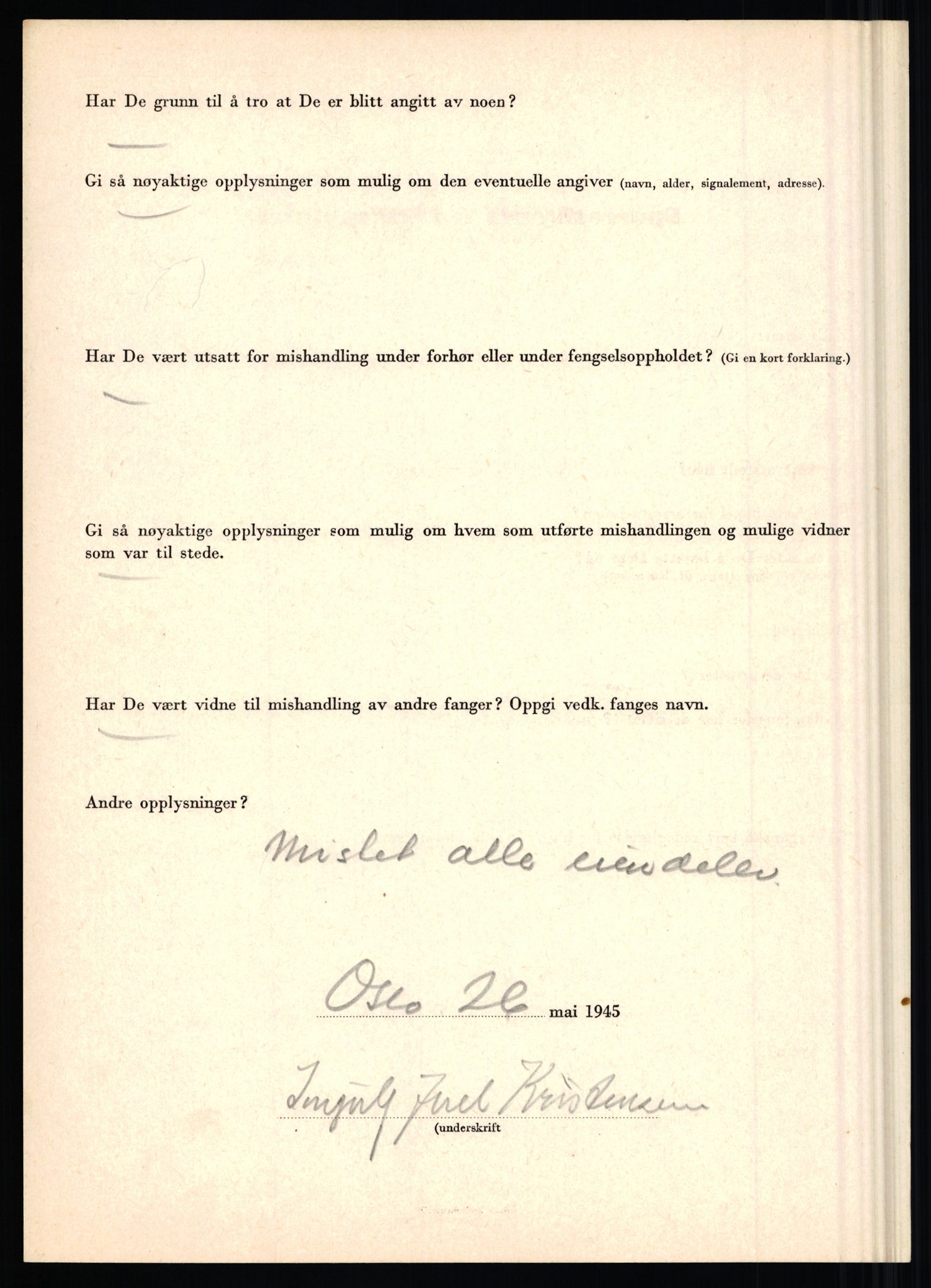 Rikspolitisjefen, AV/RA-S-1560/L/L0009: Karlsen, Aksel Emanuel - Kristiansen, Øivind Vetre, 1940-1945, s. 916