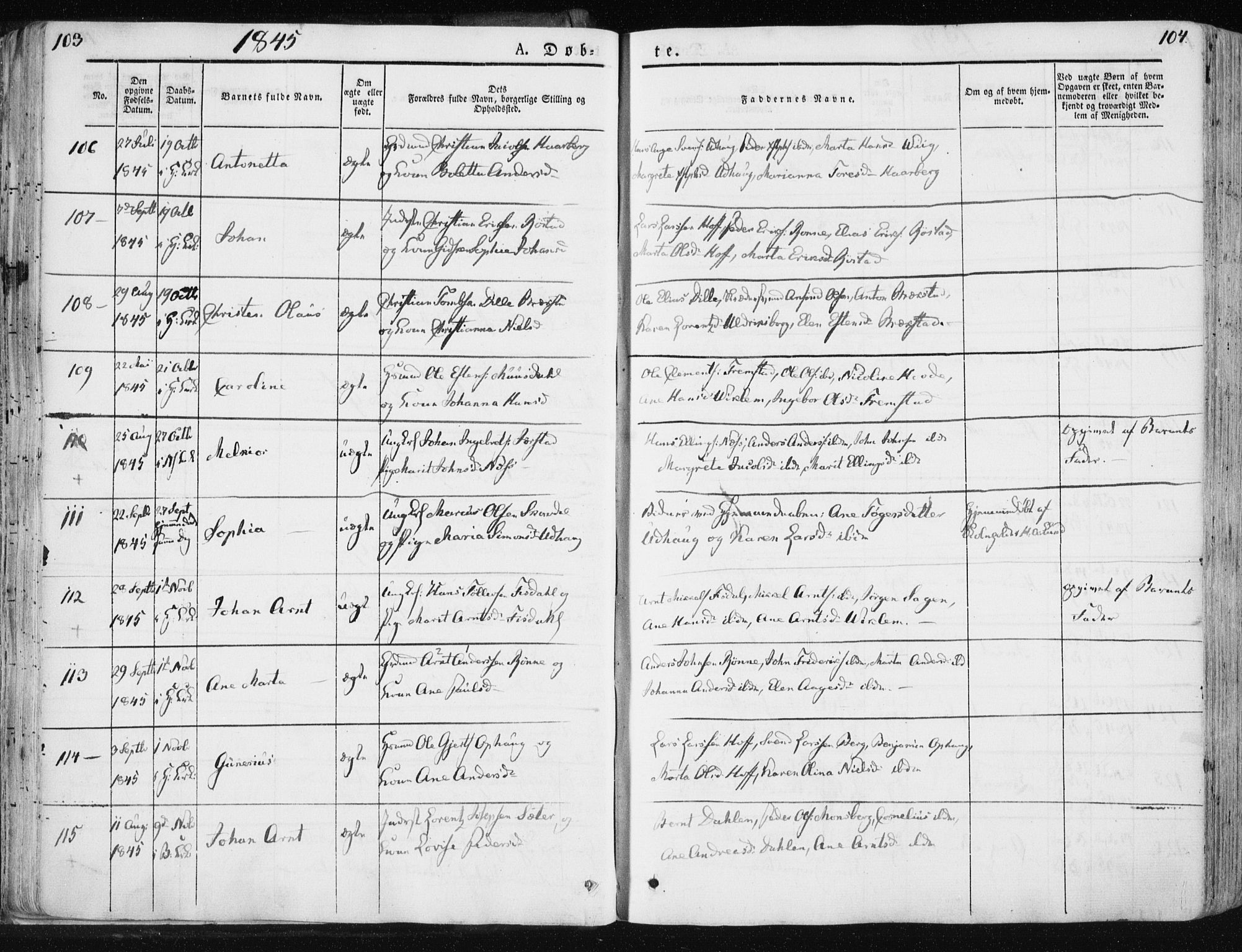 Ministerialprotokoller, klokkerbøker og fødselsregistre - Sør-Trøndelag, SAT/A-1456/659/L0736: Ministerialbok nr. 659A06, 1842-1856, s. 103-104