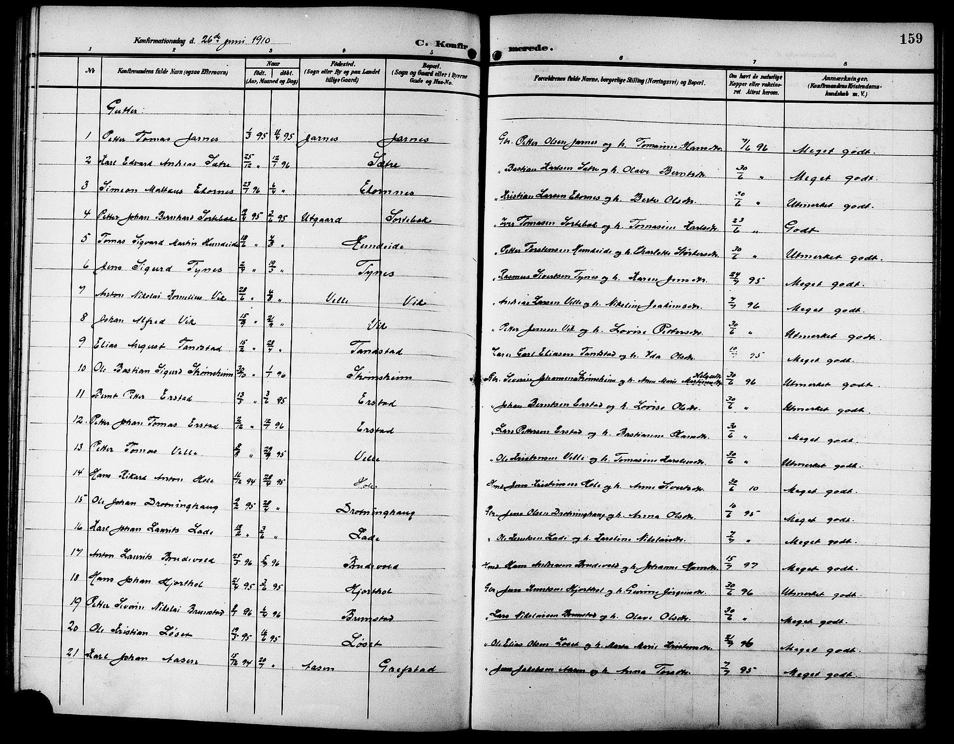 Ministerialprotokoller, klokkerbøker og fødselsregistre - Møre og Romsdal, AV/SAT-A-1454/523/L0341: Klokkerbok nr. 523C04, 1903-1916, s. 159