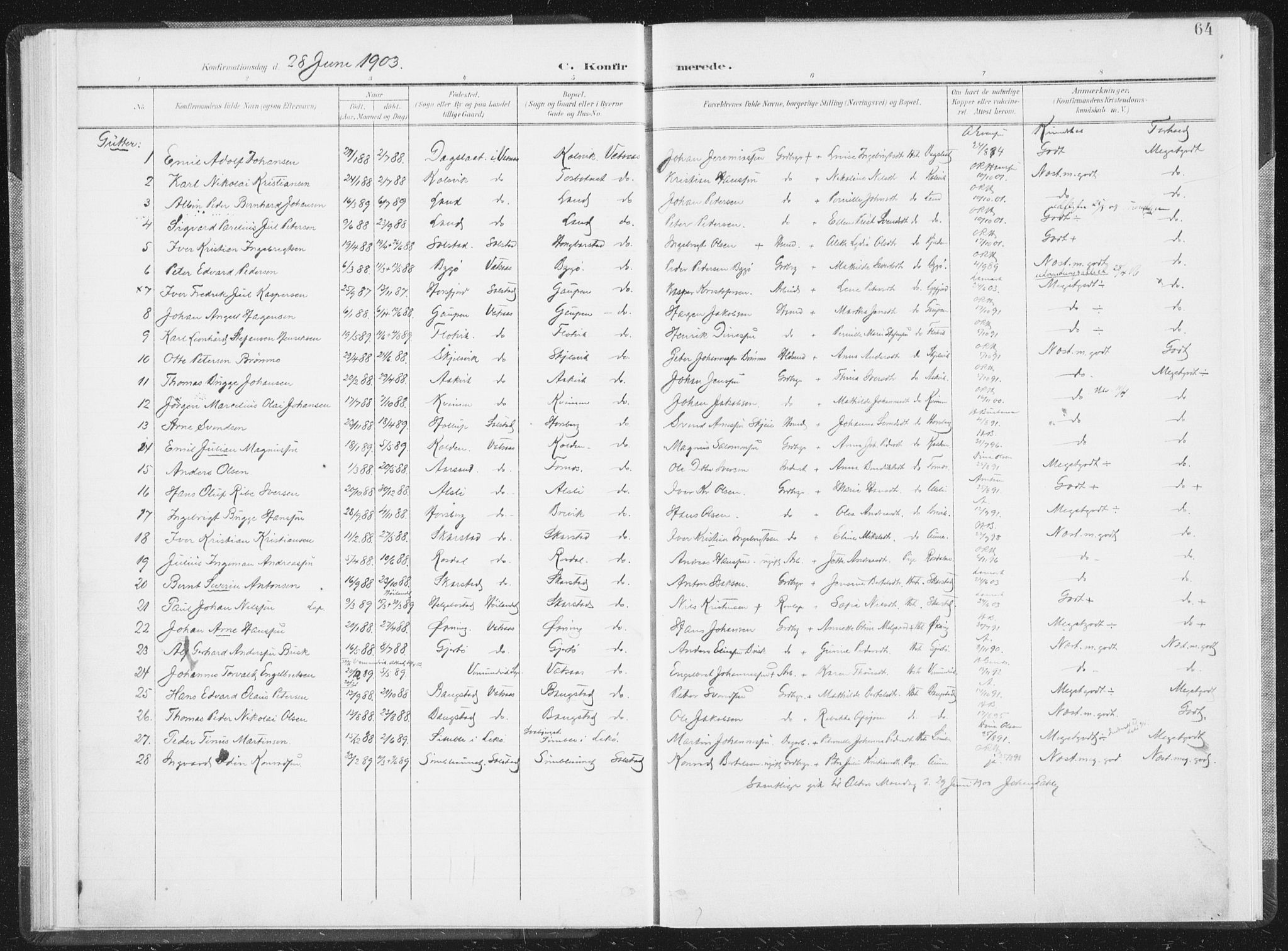 Ministerialprotokoller, klokkerbøker og fødselsregistre - Nordland, AV/SAT-A-1459/810/L0153: Ministerialbok nr. 810A12, 1899-1914, s. 64