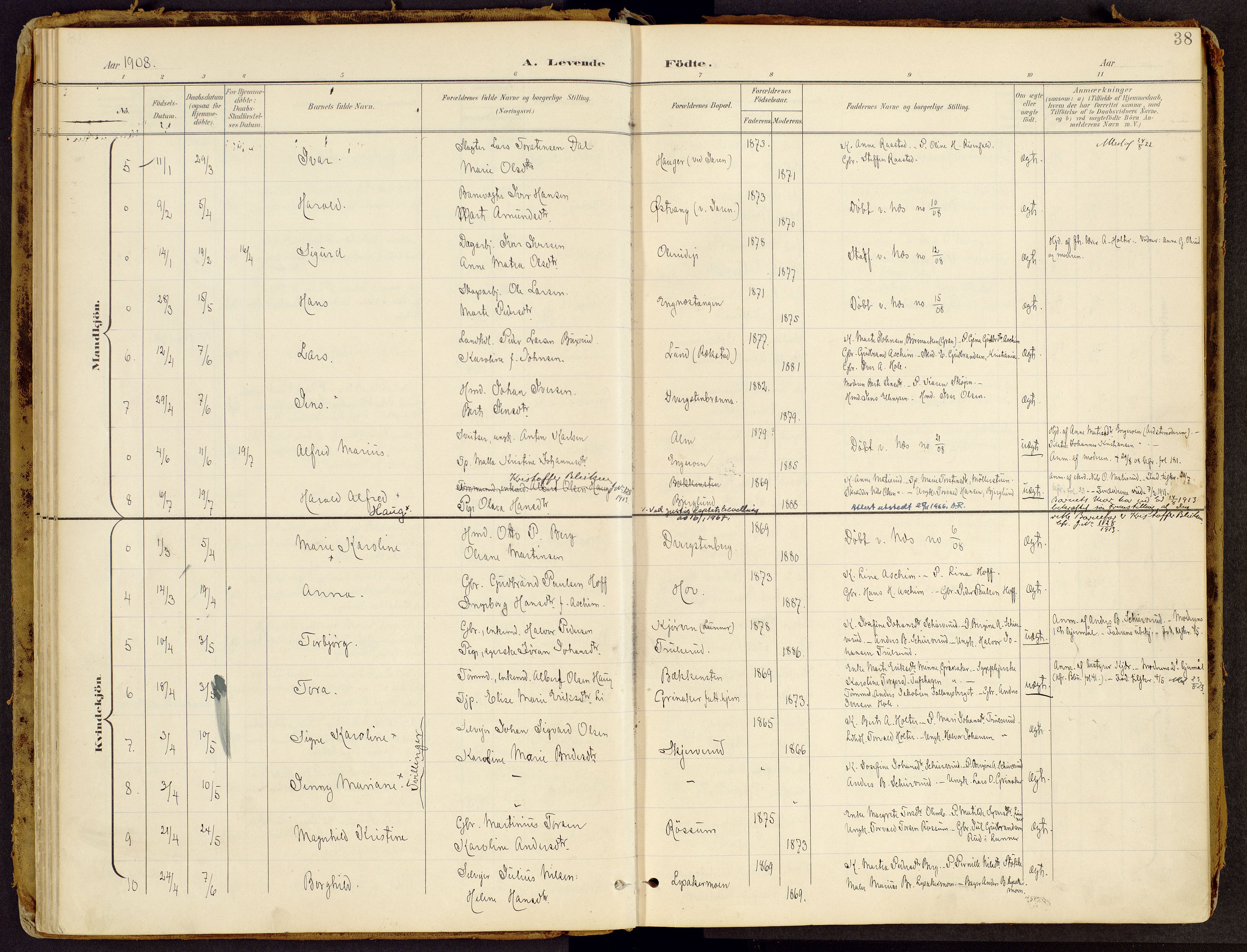 Brandbu prestekontor, AV/SAH-PREST-114/H/Ha/Haa/L0002: Ministerialbok nr. 2, 1899-1914, s. 38